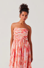 Lbruh Aneesha Strapless Pleated Midi Dress