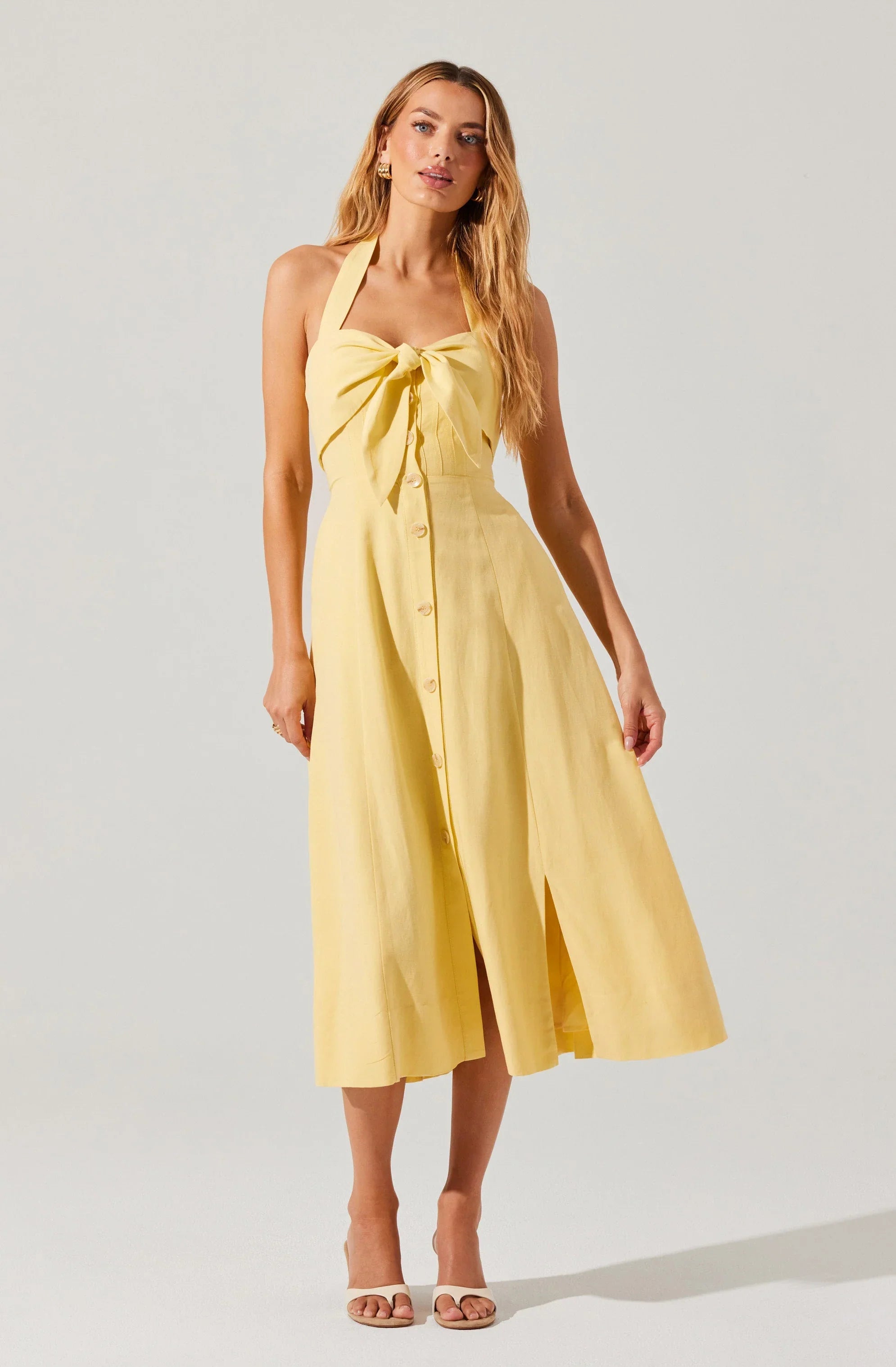 Lbruh Katherine Linen-Blend Halter Midi Dress