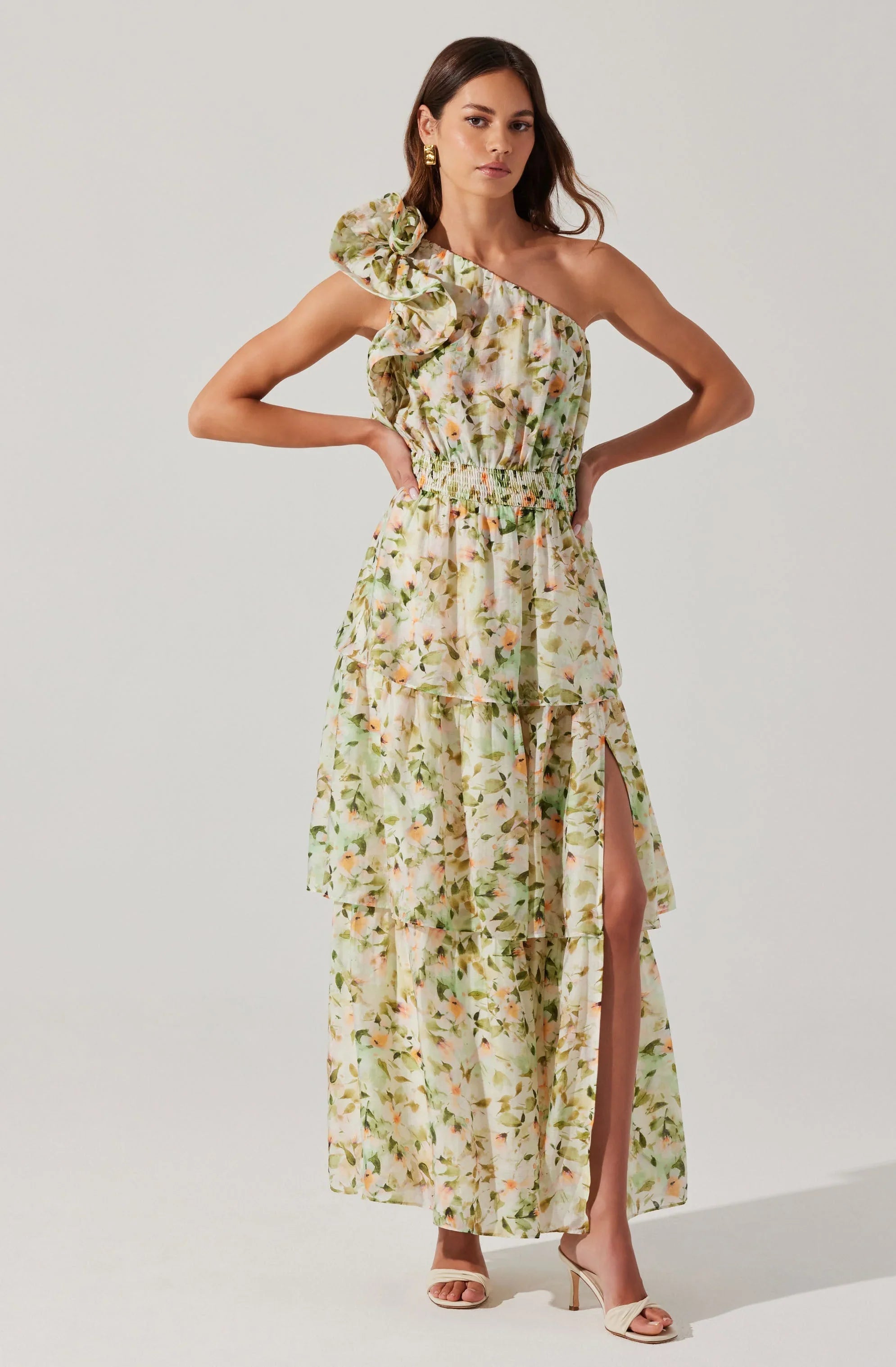 Lbruh Imelda One Shoulder Floral Maxi Dress
