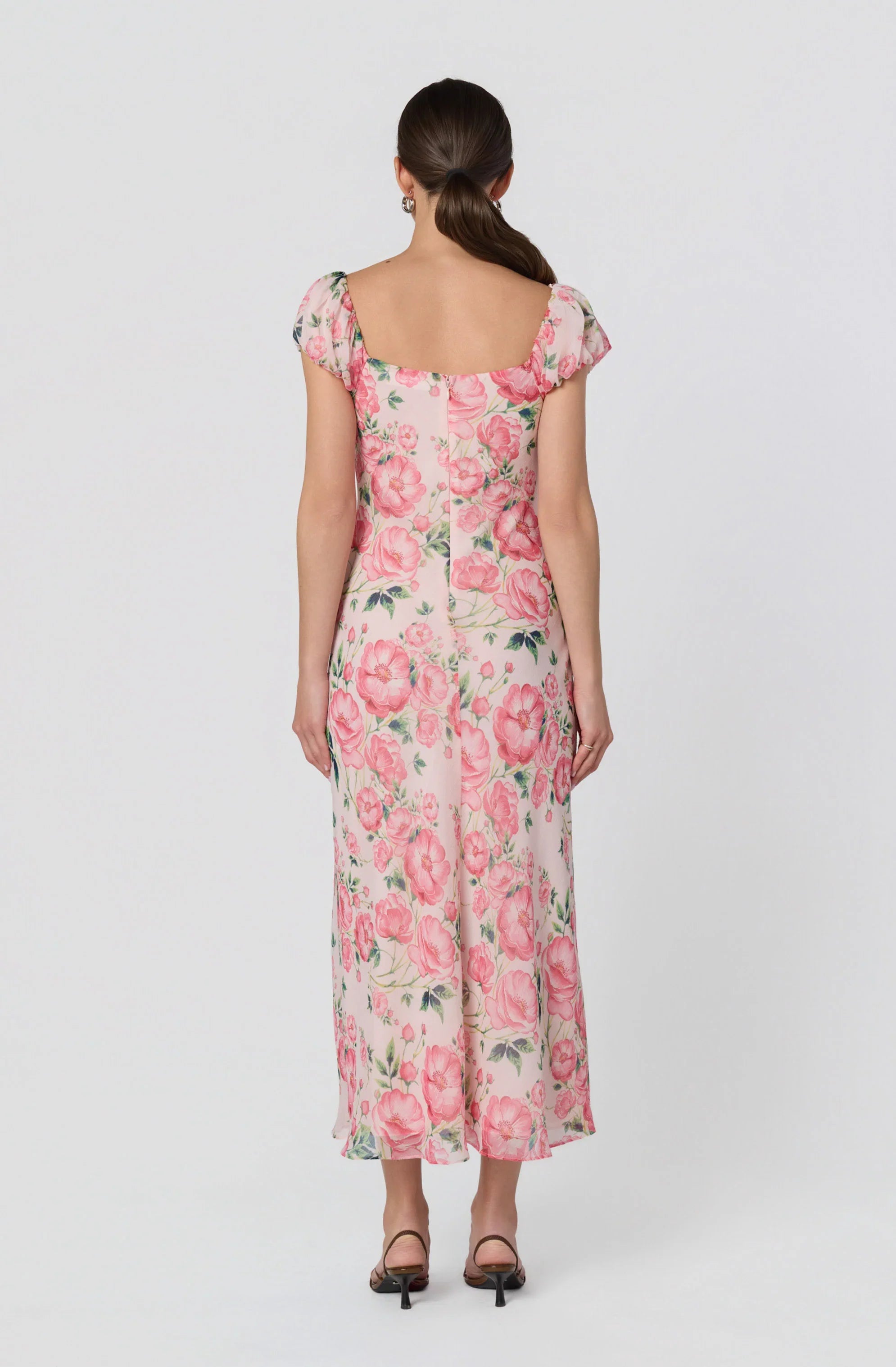 Inixyf Florence Floral Puff Sleeve Midi Dress