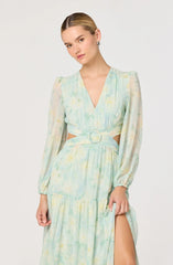 Inixyf Klarissa Floral Cutout Balloon Sleeve Maxi Dress