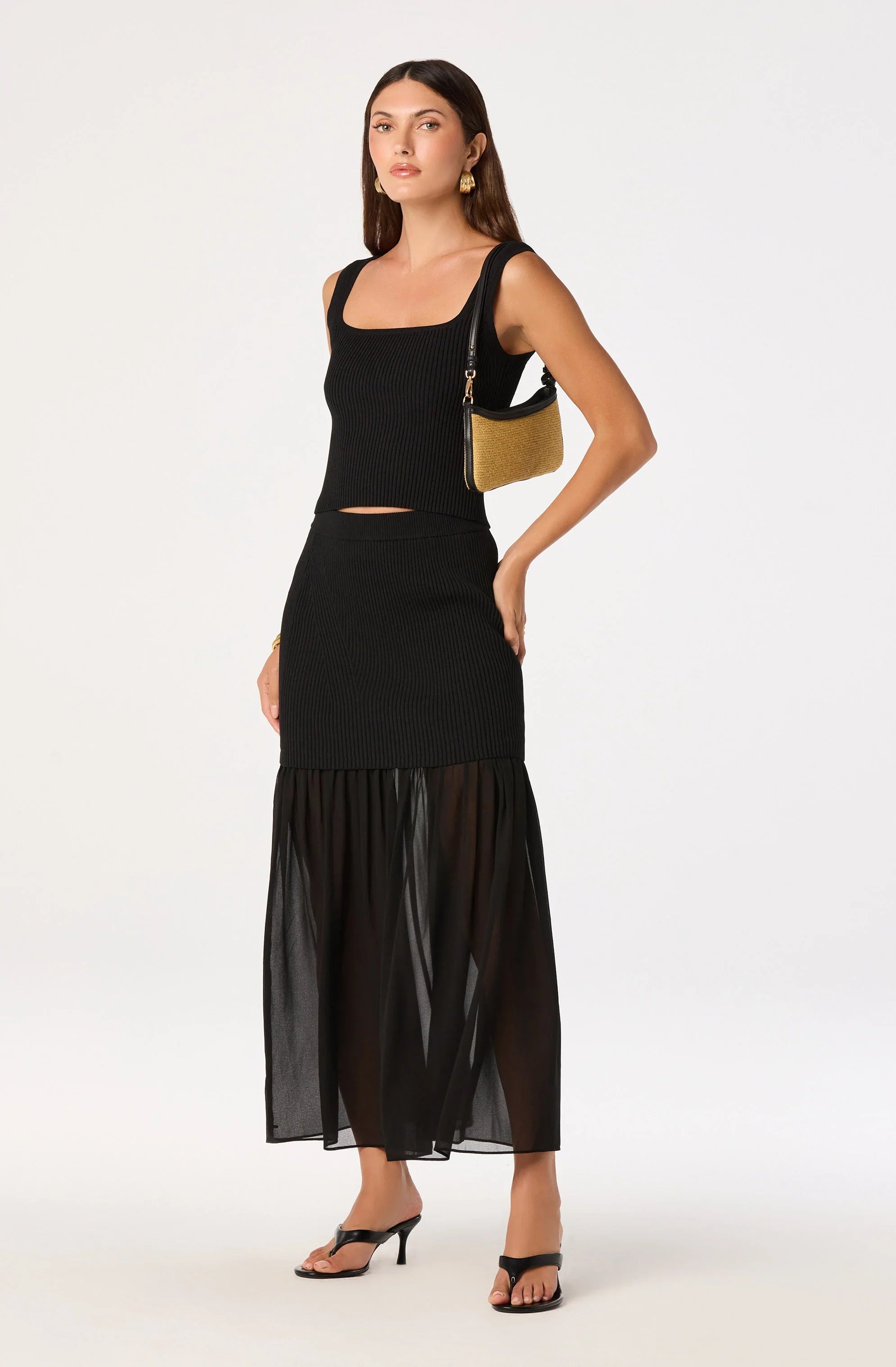 Inixyf Halie Mixed Media Maxi Skirt