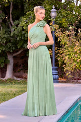 Minna Gown - One Shoulder A-line Shimmer Chiffon Dress