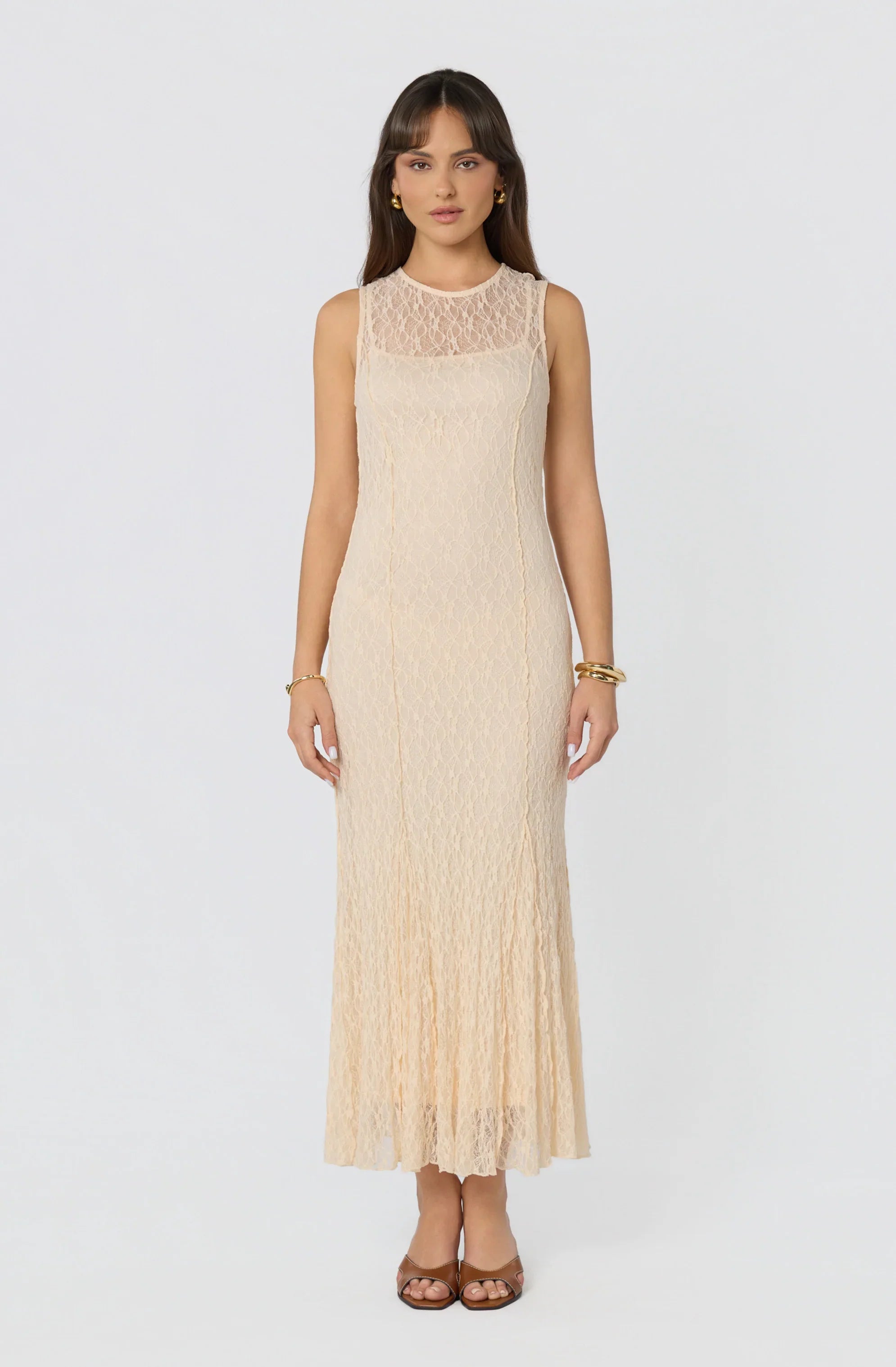 Inixyf Annabella Semi-Sheer Lace Maxi Dress