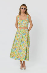 Inixyf Jolie Floral Gathered Midi Skirt