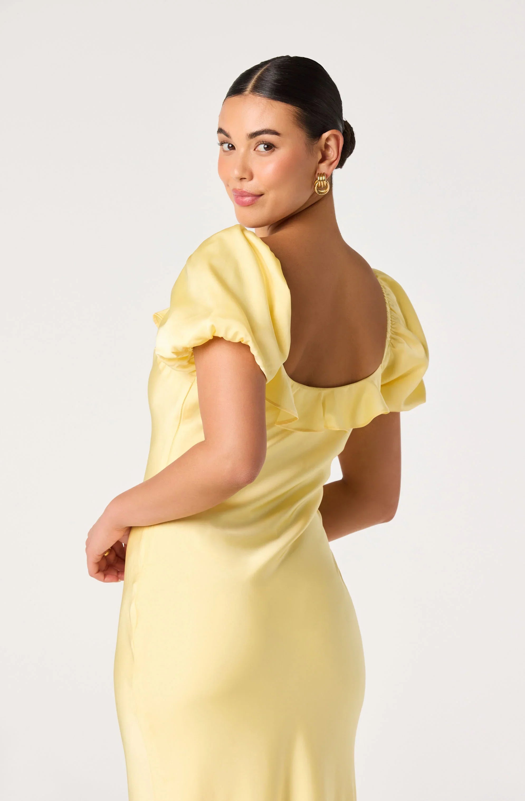 Inixyf Bethrose 3D Rose Satin Maxi Dress