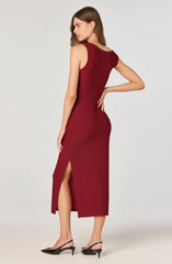 Lbruh Off Shoulder Ribbed Knit Midi Dress
