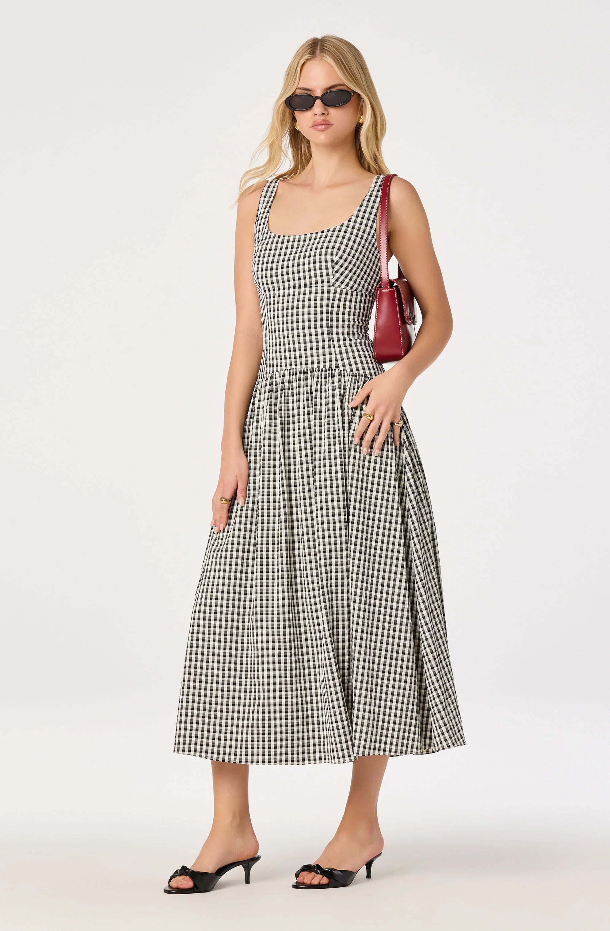 Lbruh Cara Gingham Sleeveless Midi Dress