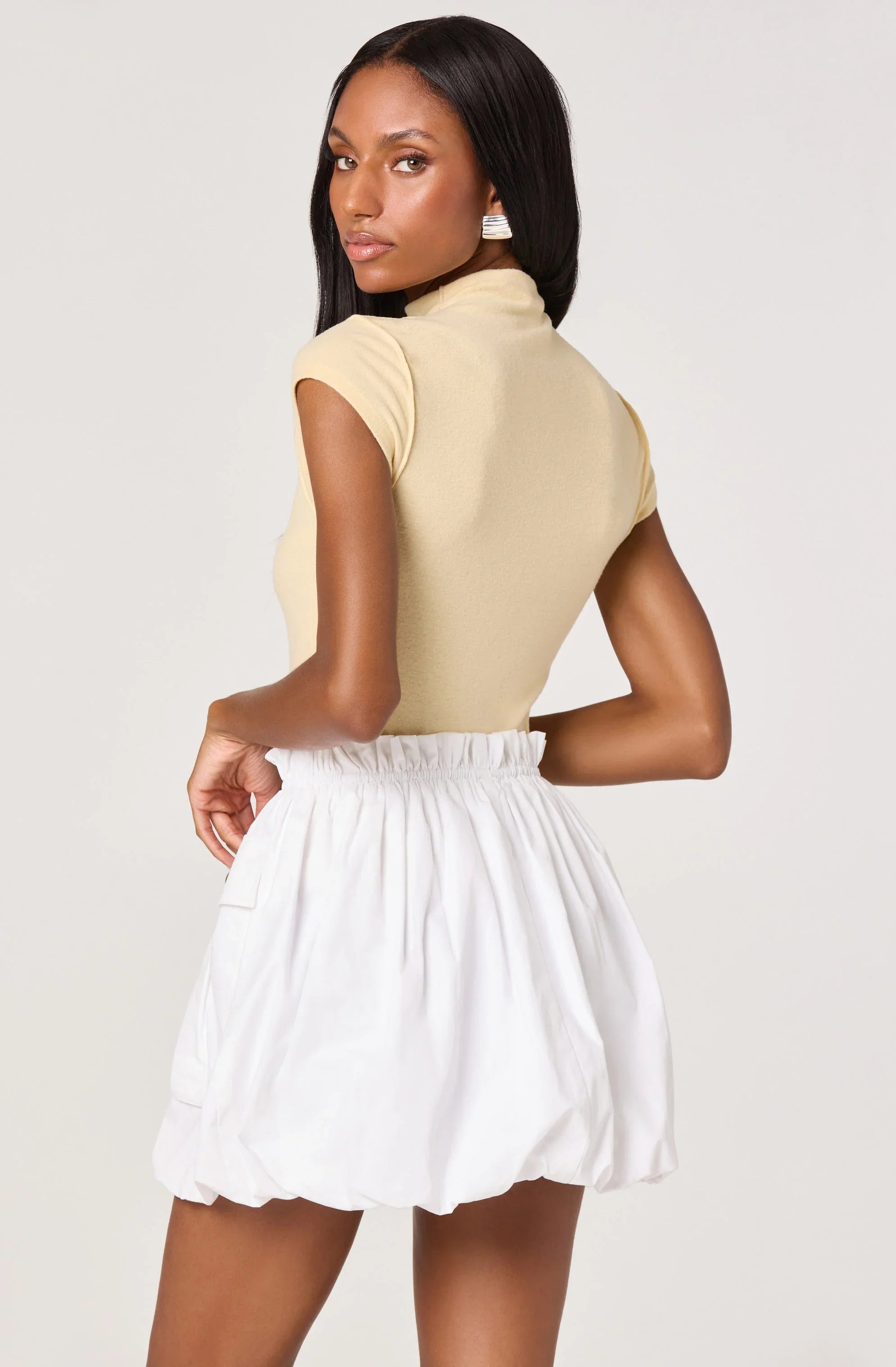 Inixyf Cydney Mockneck Cap Sleeve Top