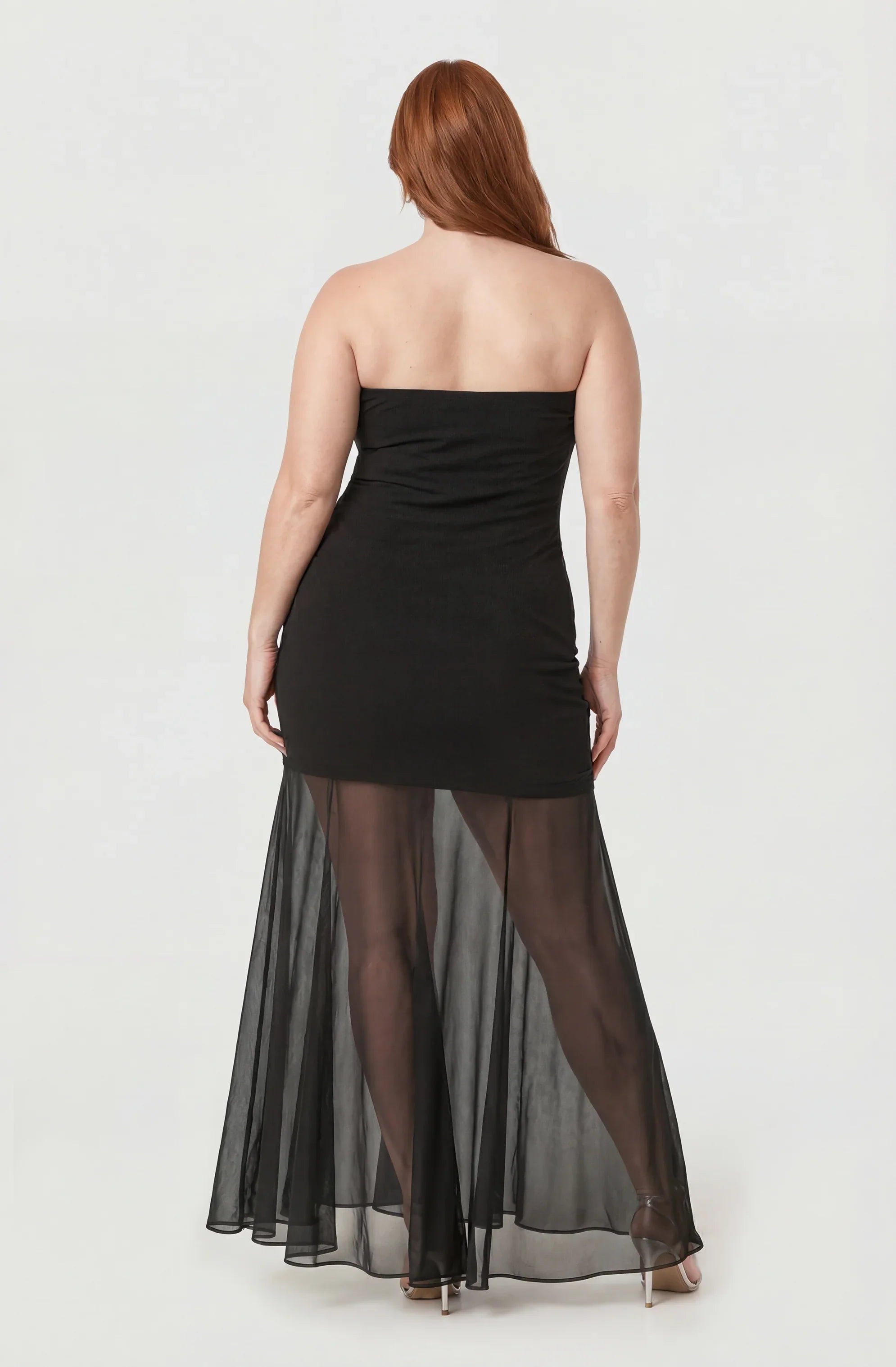 Inixyf Lizet Strapless Mini Dress with Sheer Maxi Overlay