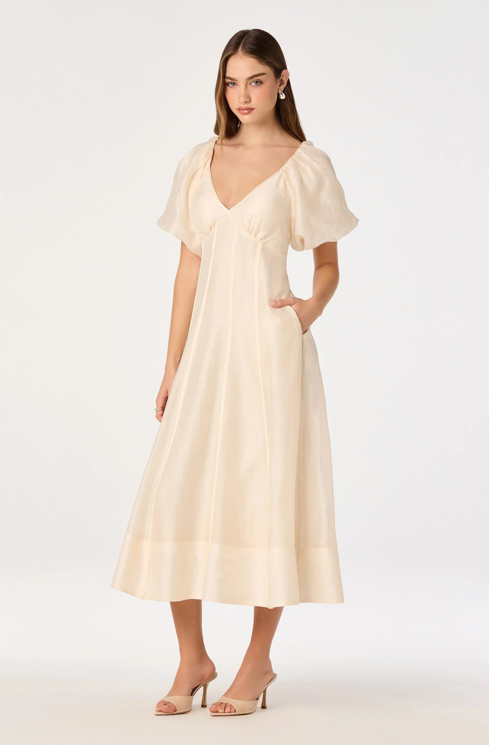 Inixyf Kathaleya Puff Sleeve Midi Dress