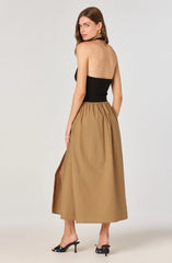 Lbruh Mixed Media Halter Midi Dress