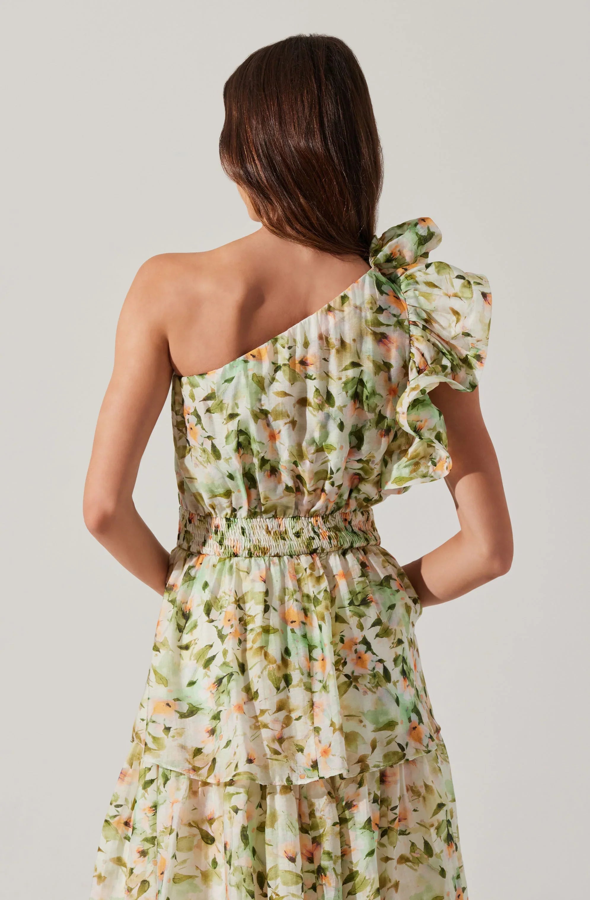 Lbruh Imelda One Shoulder Floral Maxi Dress