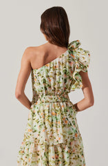 Lbruh Imelda One Shoulder Floral Maxi Dress