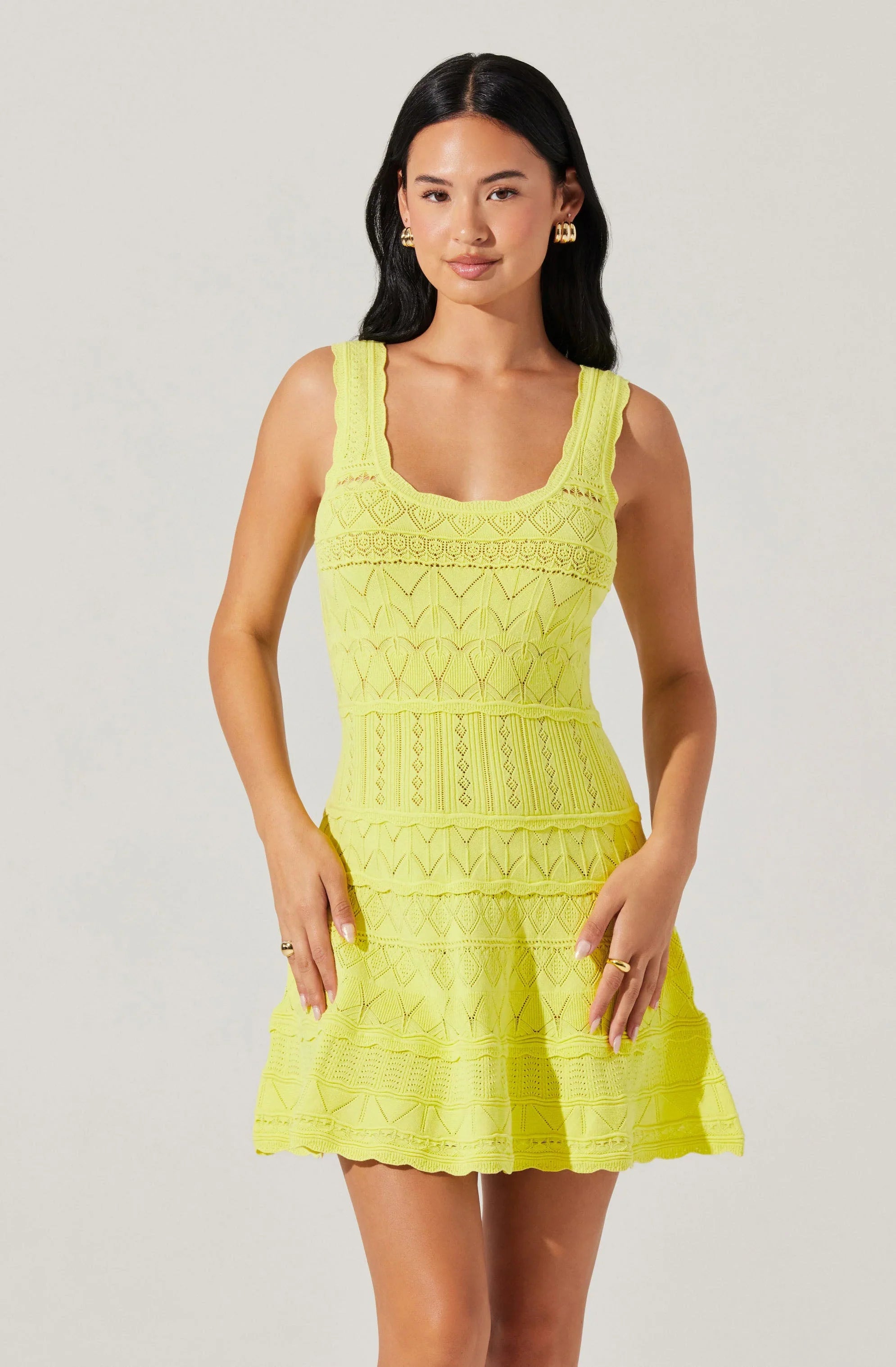 Lbruh Shereena Pointelle Sweater Mini Dress