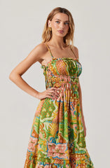 Lbruh Elisabeth Printed Shirred Midi Dress