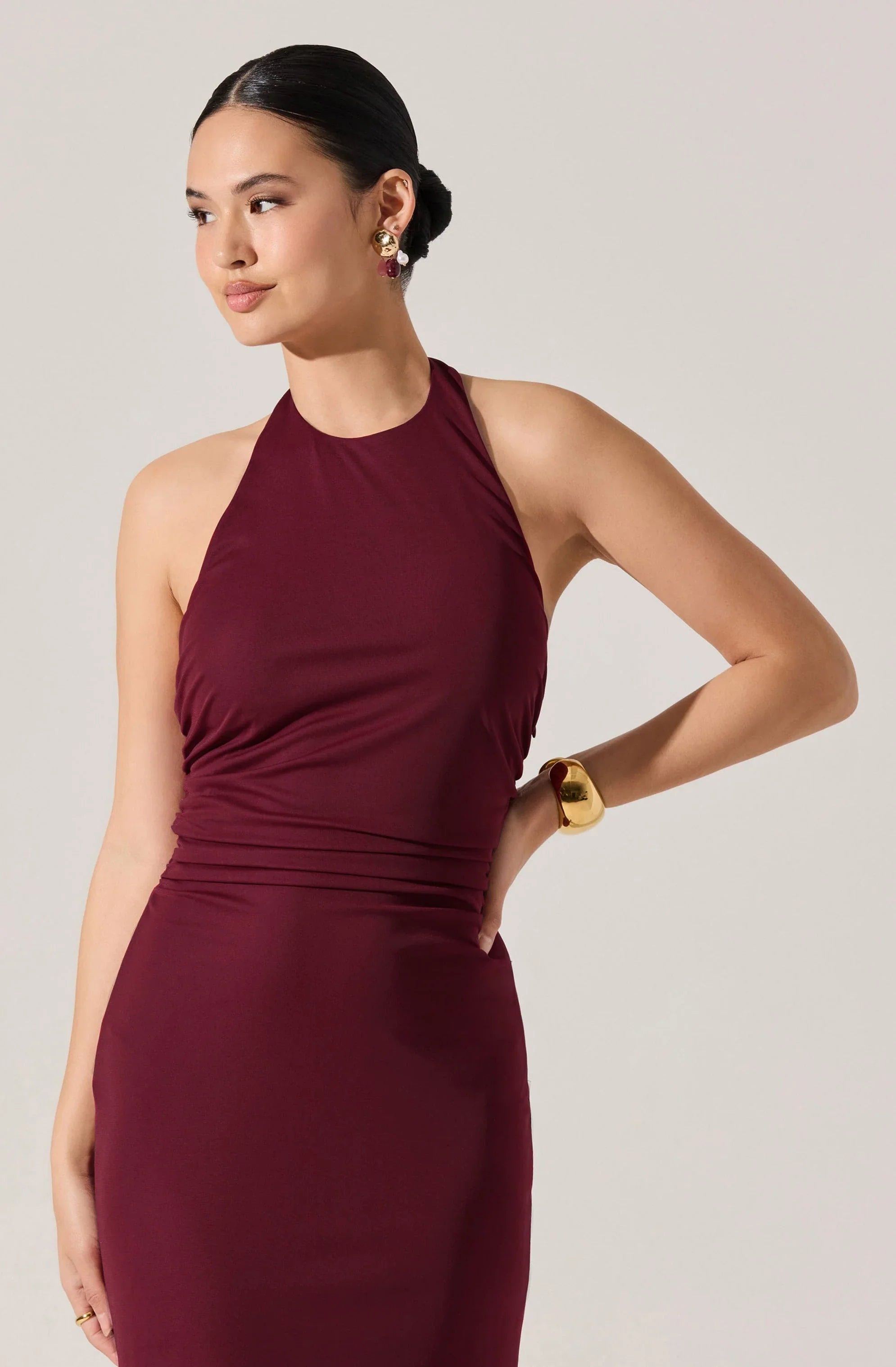 Lbruh Zaira Ruched Halter Midi Dress