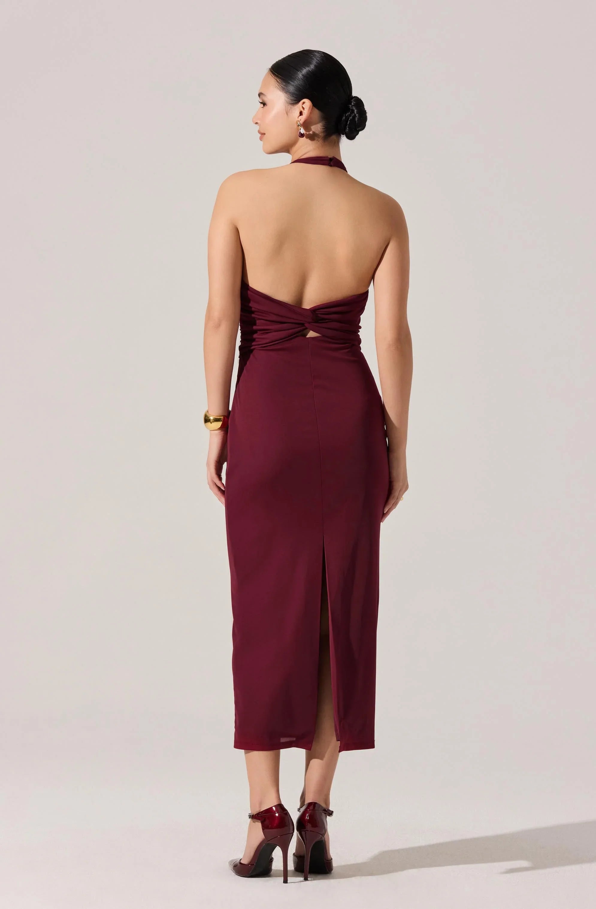 Lbruh Zaira Ruched Halter Midi Dress