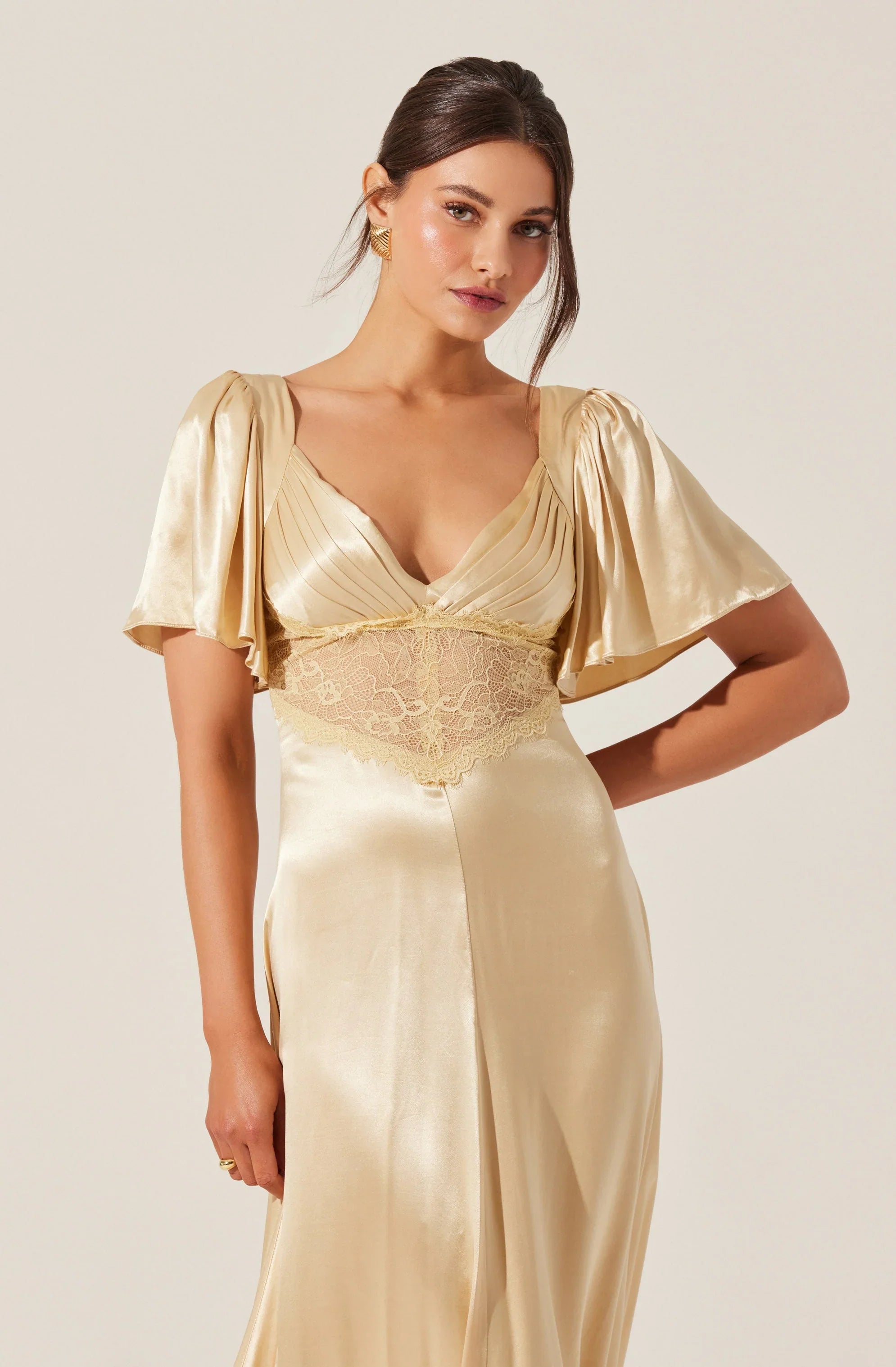 Lbruh Aurelia Satin V-Neck Midi Dress