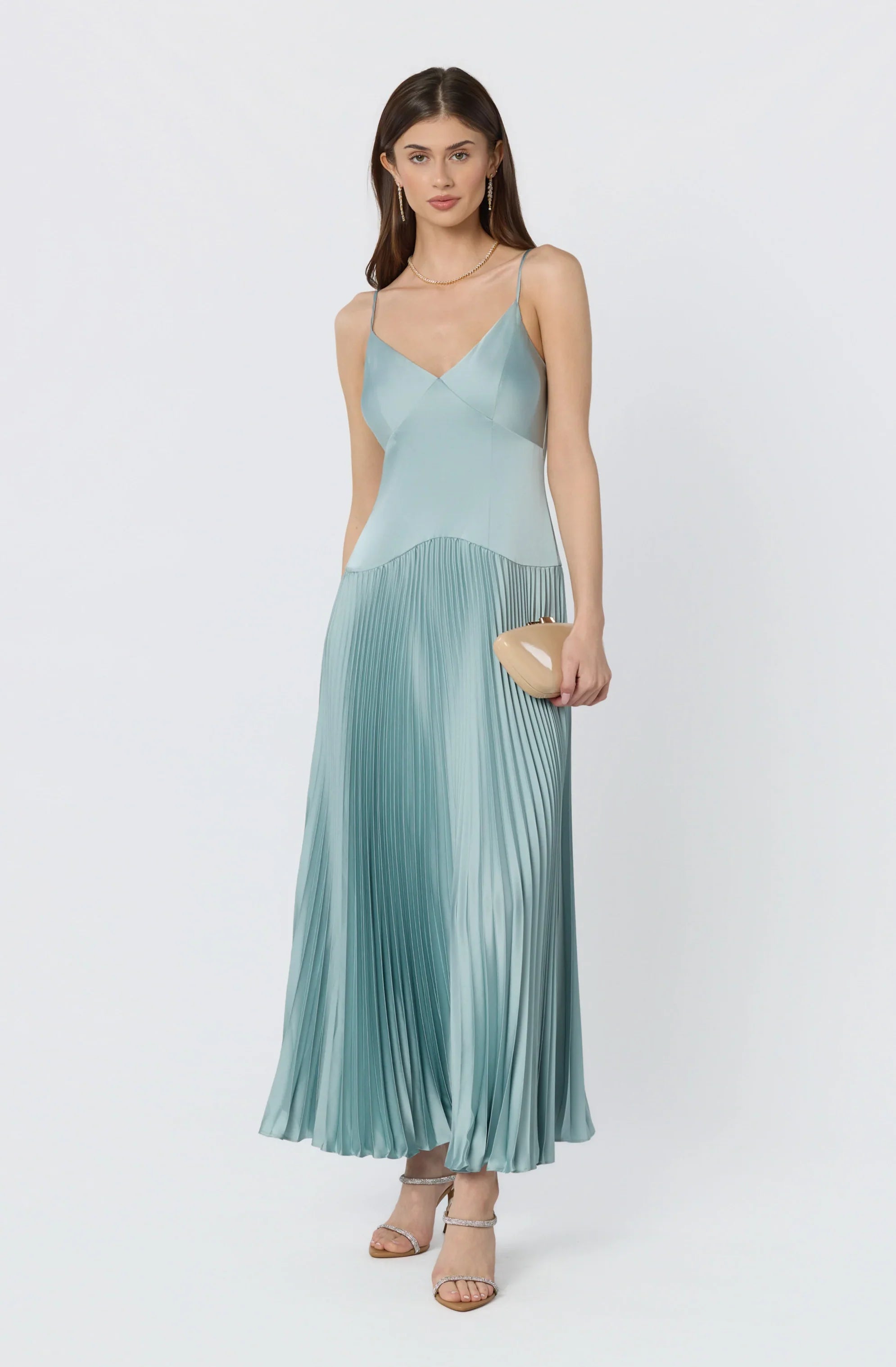 Inixyf Pleated Drop Waist Maxi Dress