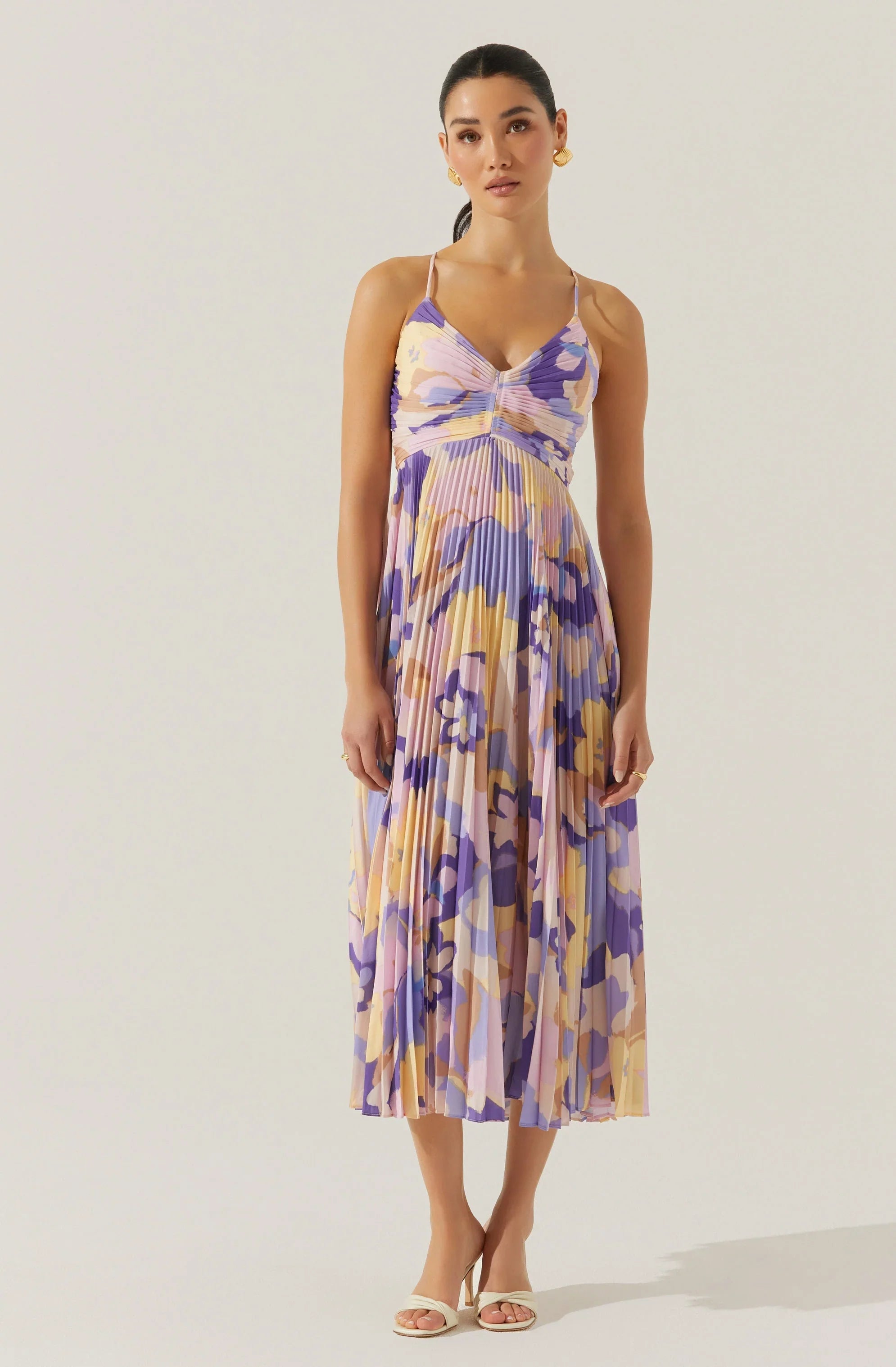 Inixyf Blythe Floral Plisse Midi Dress