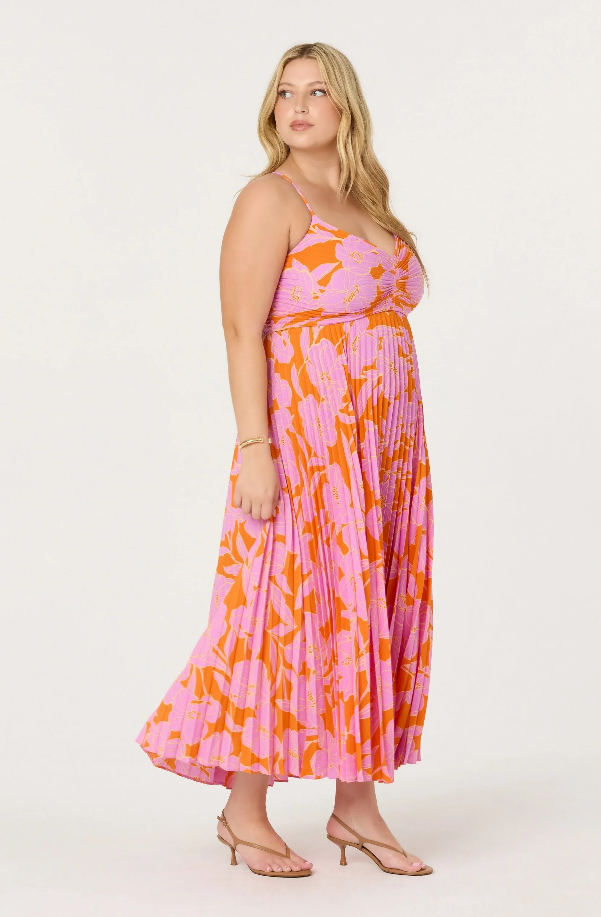 Inixyf Blythe Floral Plisse Midi Dress