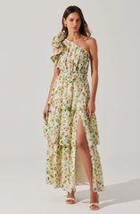 Lbruh Imelda One Shoulder Floral Maxi Dress