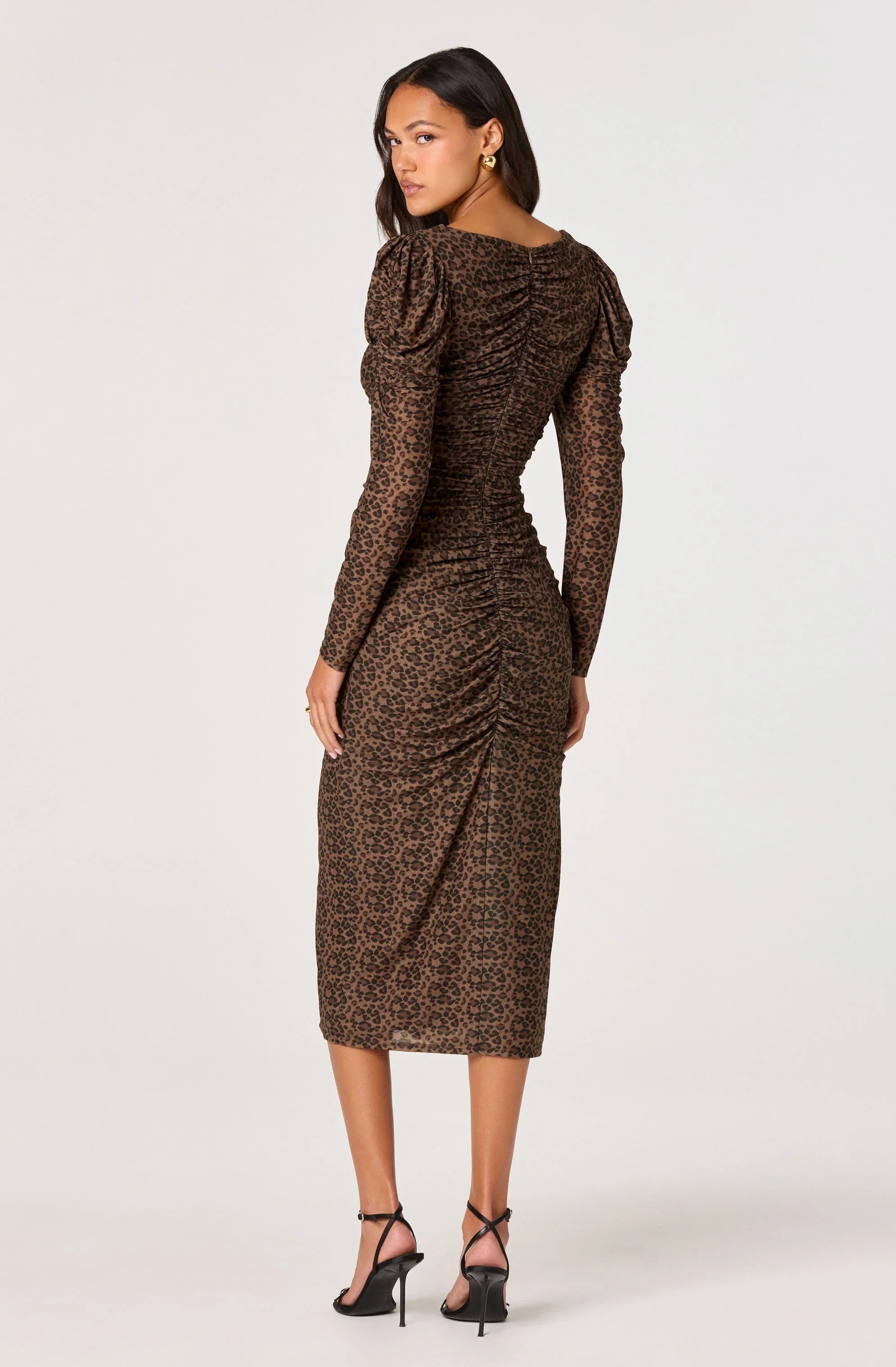 Lbruh Ruched Mesh Midi Dress