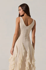 Lbruh Philomene V-Neck Ruffle Trim Dress