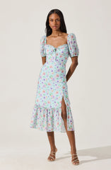 Lbruh Lace Trim Bustier Floral Midi Dress