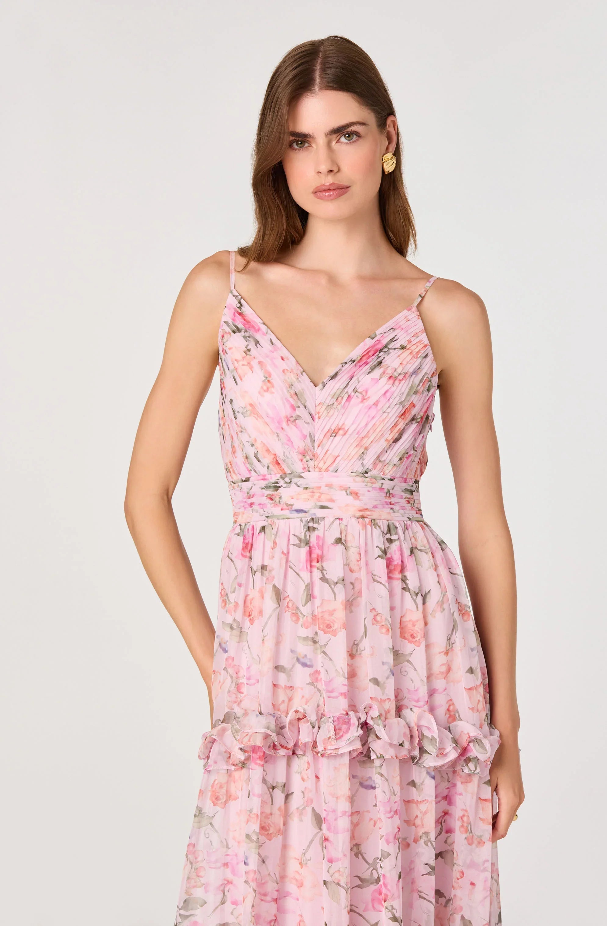 Inixyf Ayanna Floral Pleated Tiered Maxi Dress