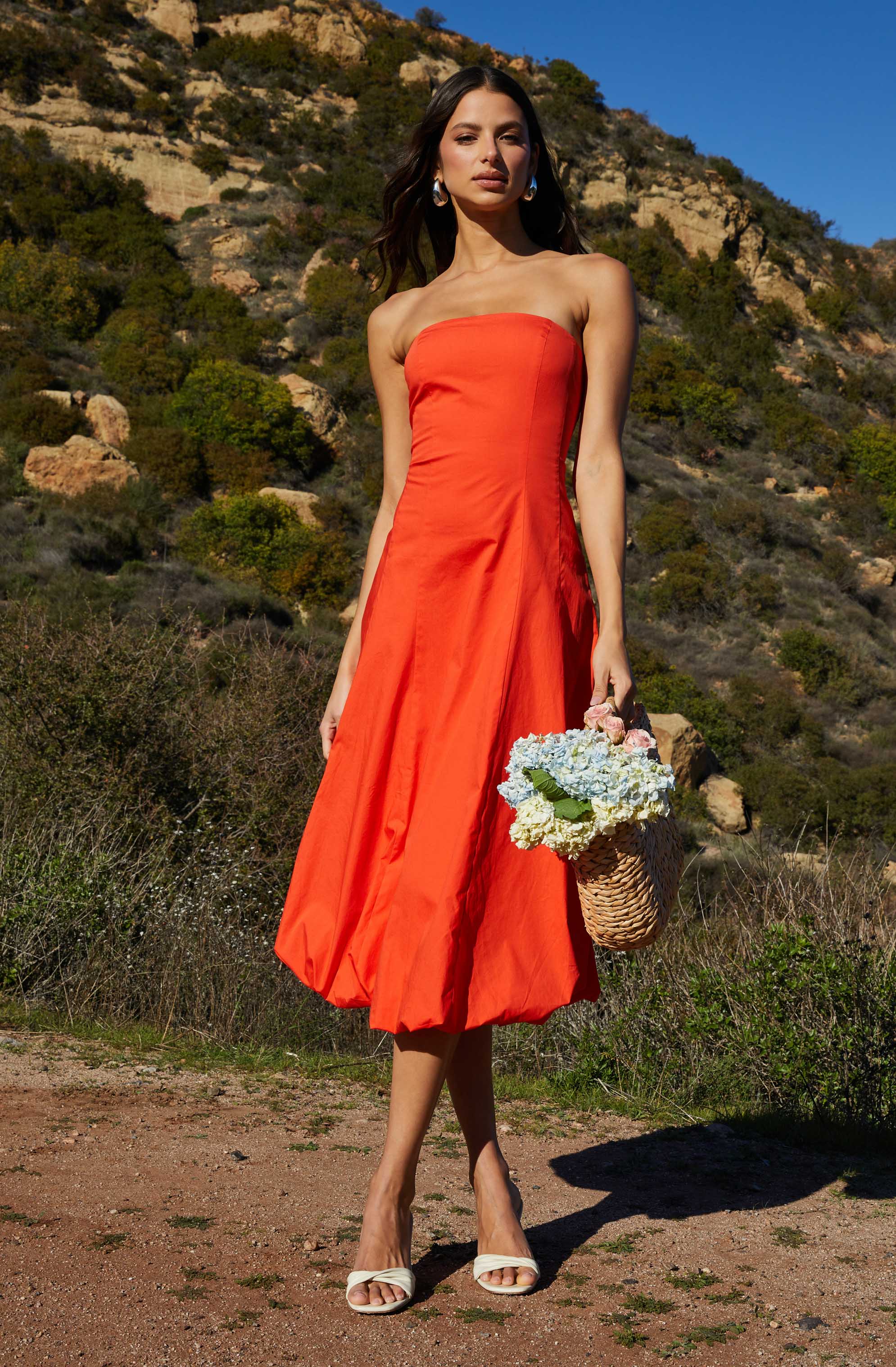 Lbruh Lace Up Strapless Bubble Dress