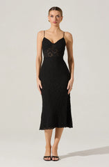 Lbruh Floral Lace Knit Midi Dress