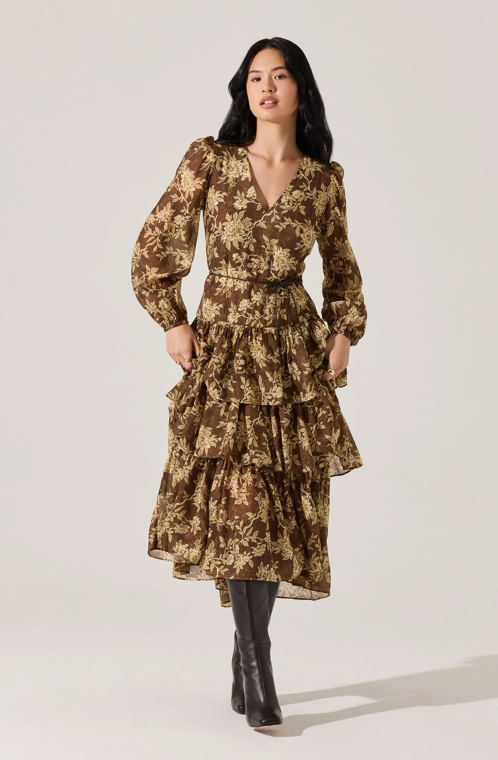 Lbruh Franchesca Tiered Ruffle Floral Maxi Dress