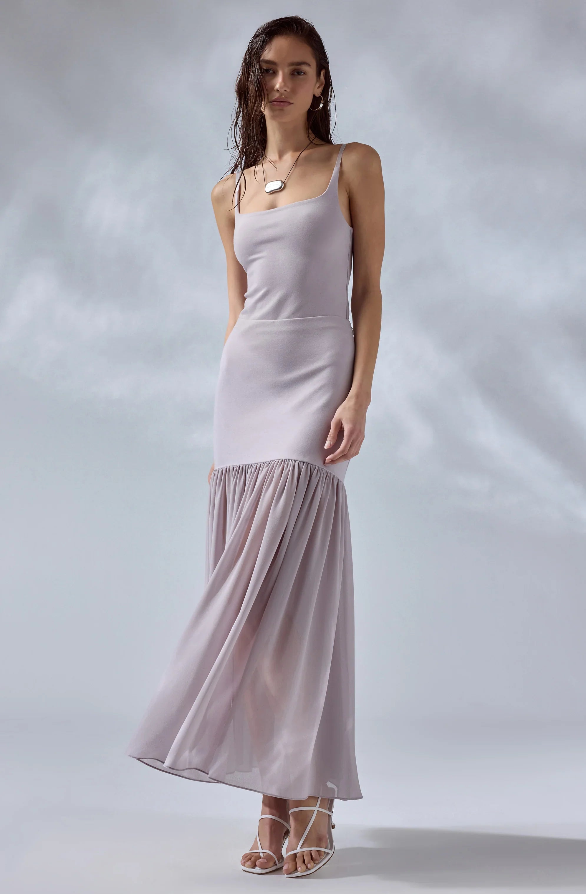 Inixyf Aloyse Contrast Drop-Waist Maxi Skirt