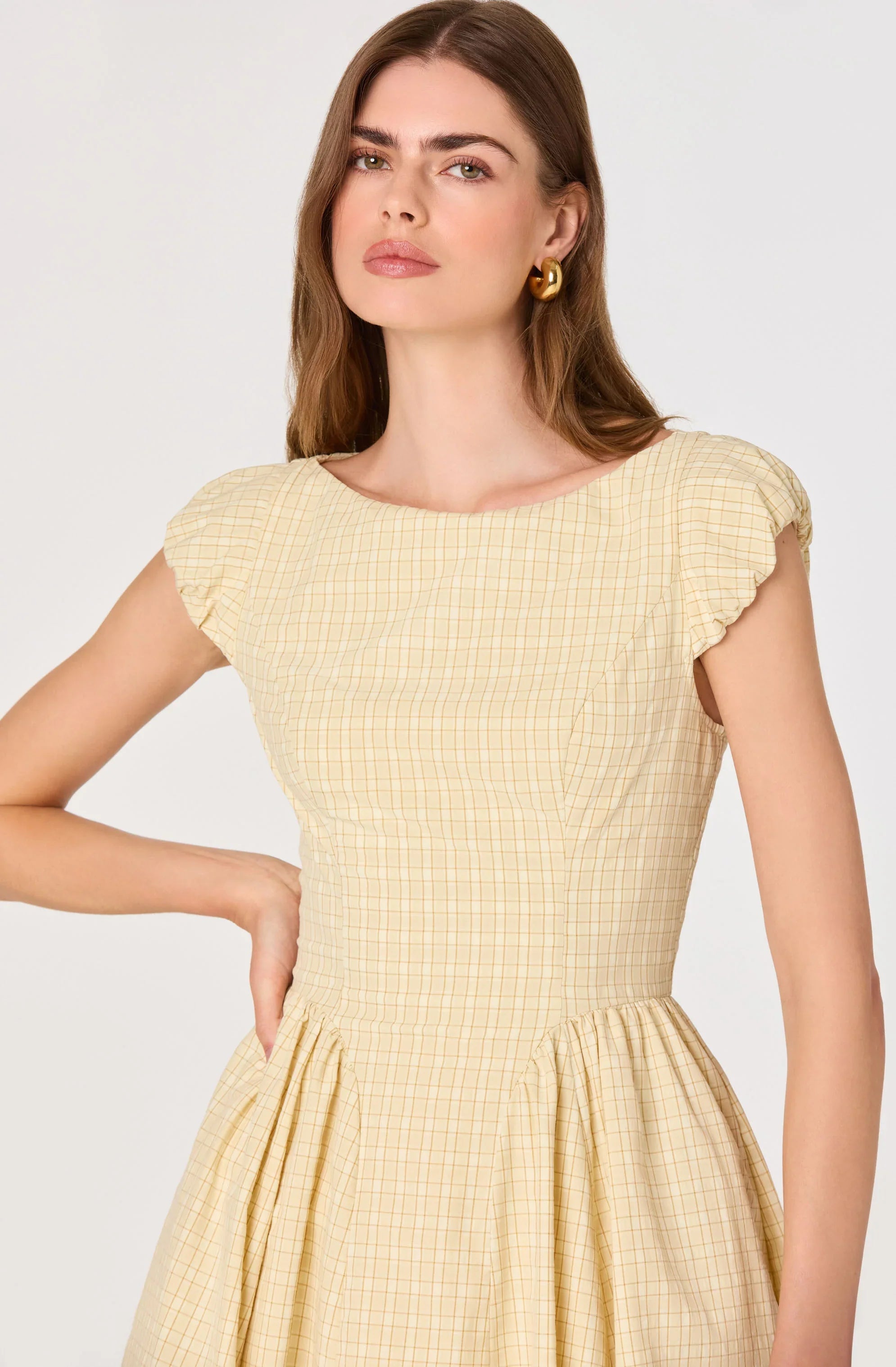 Inixyf Emalee Plaid A-Line Midi Dress