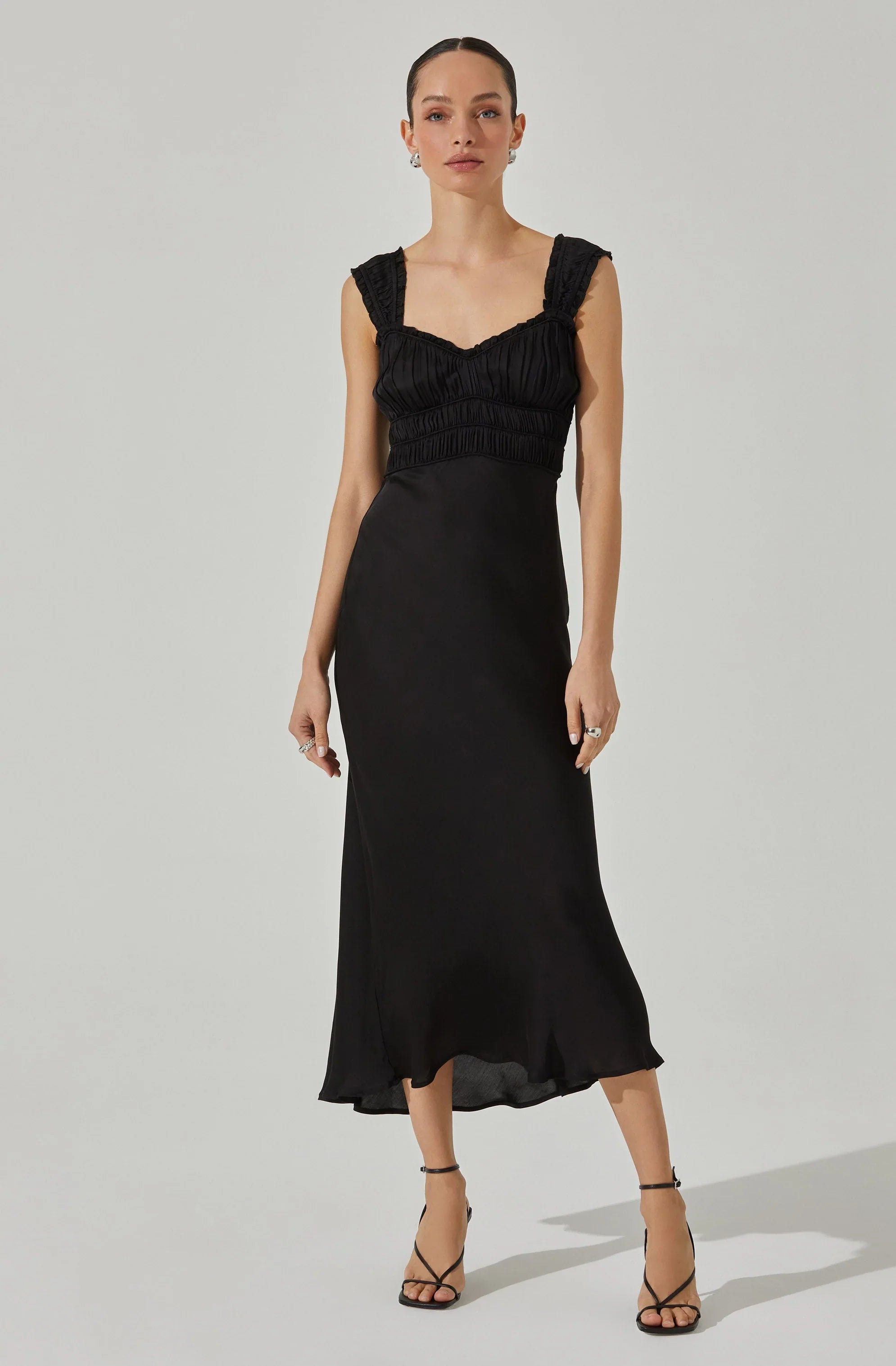 Lbruh Enola Satin Smocked Midi Dress