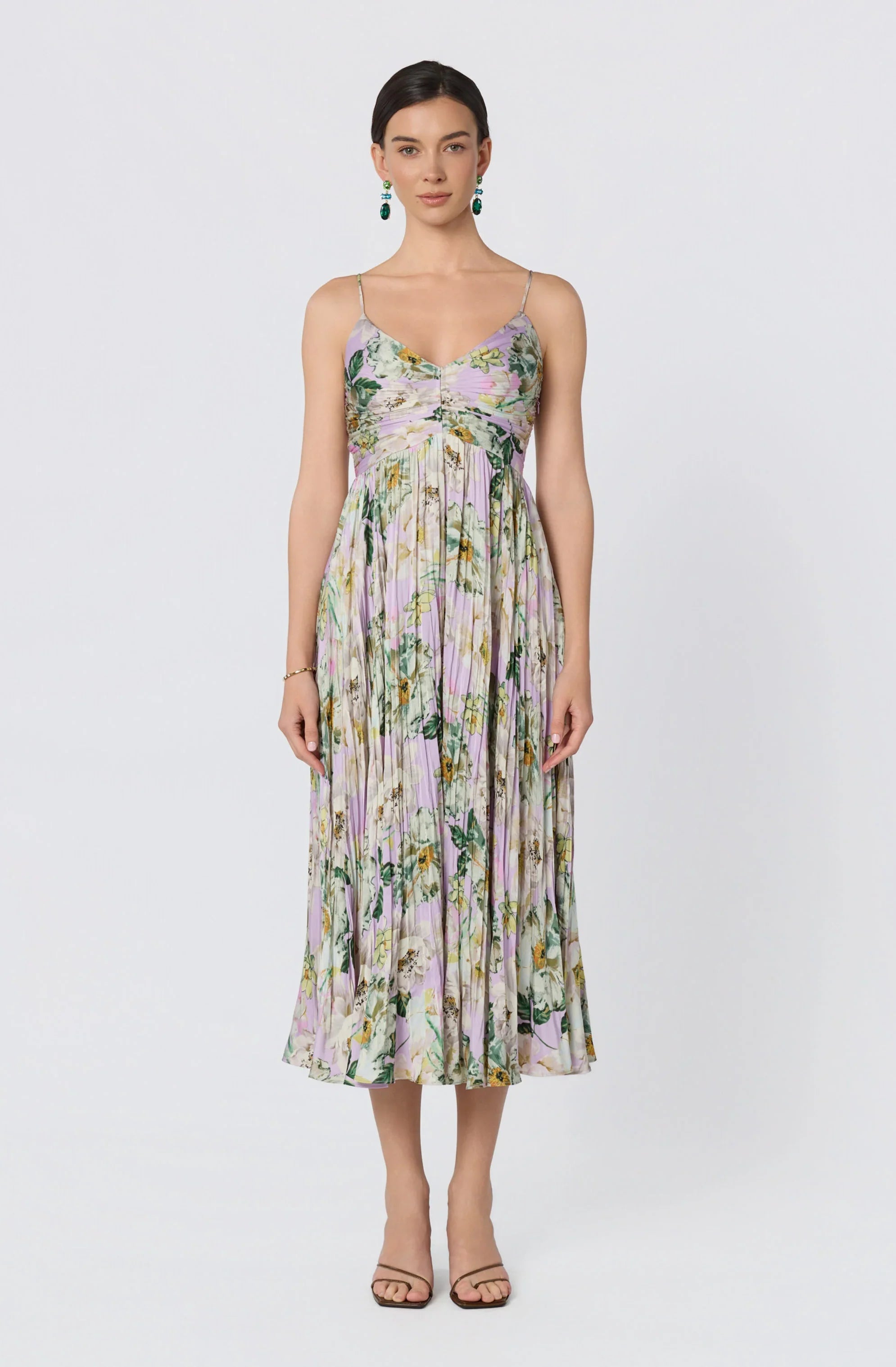 Inixyf Maeve Pleated Satin Midi Dress