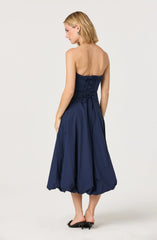 Lbruh Lace Up Strapless Bubble Dress