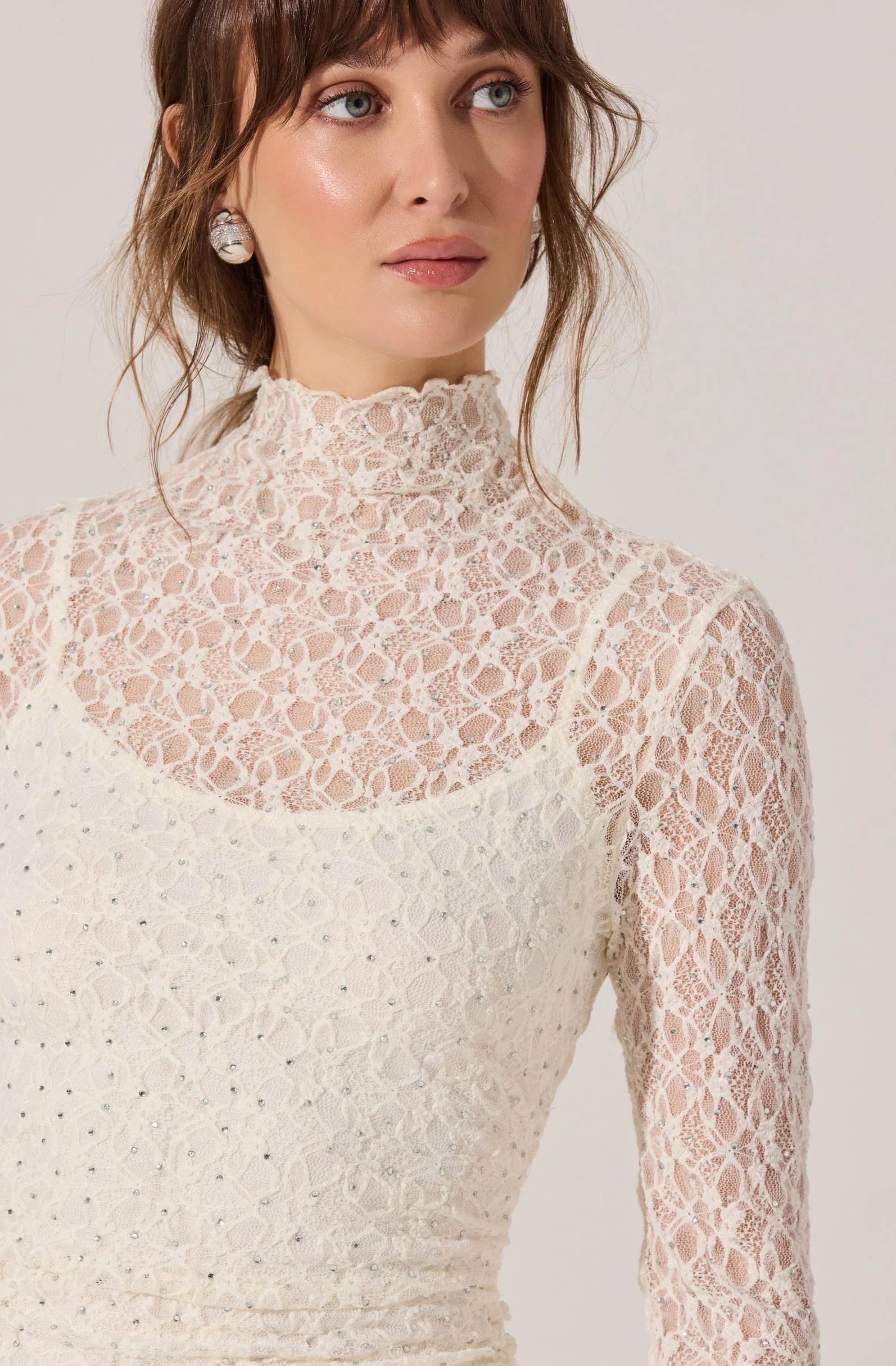 Lbruh Kourtney Rhinestone Lace Mini Dress