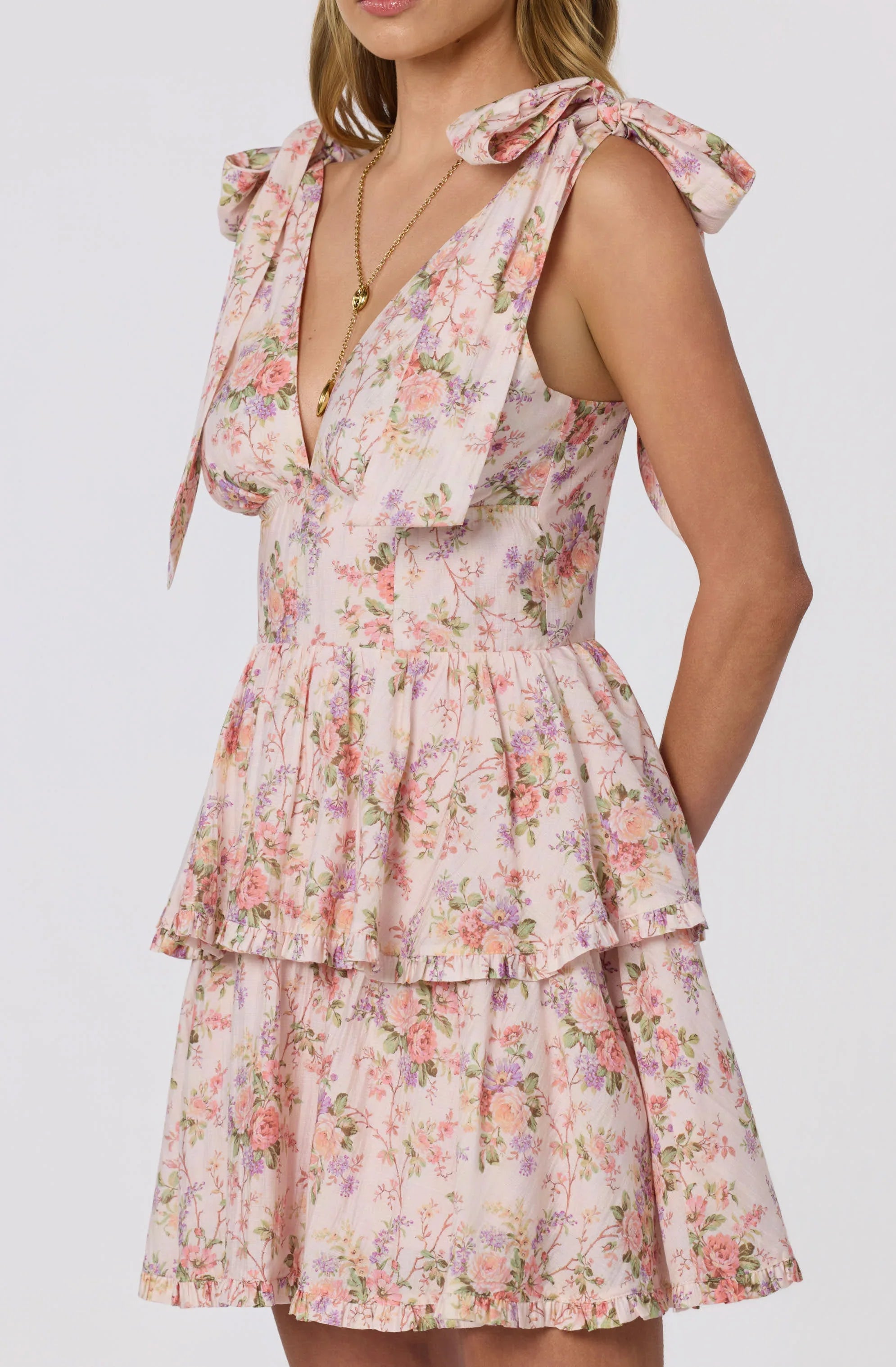Inixyf Ainlay Floral Tiered Mini Dress
