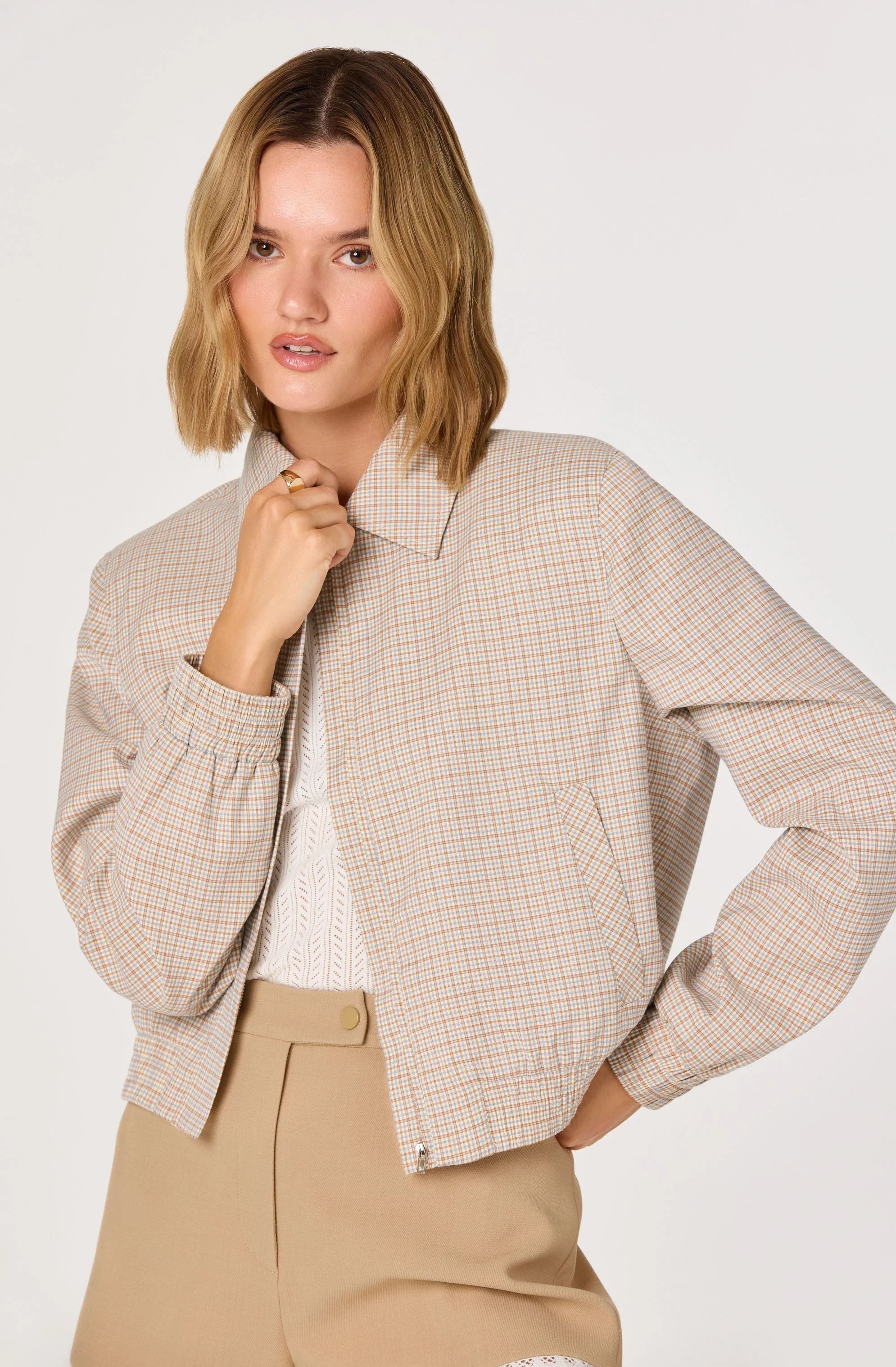 Inixyf Reid Plaid Elastic Hem Jacket