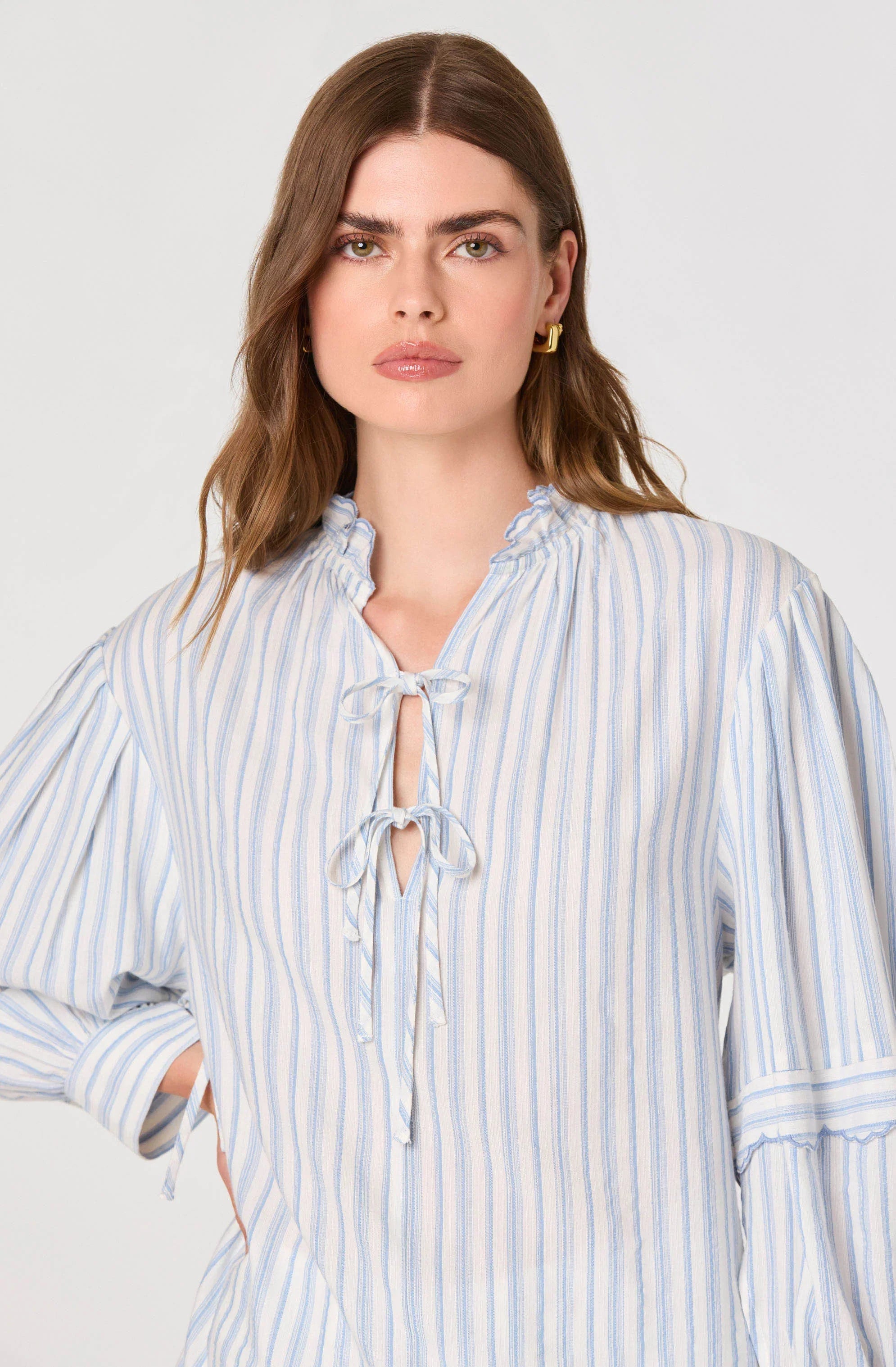 Inixyf Taliyah Striped Peasant Blouse