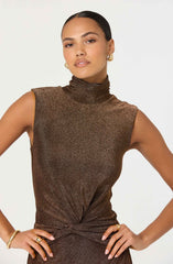 Lbruh Riana Metallic Twist Front Maxi Dress
