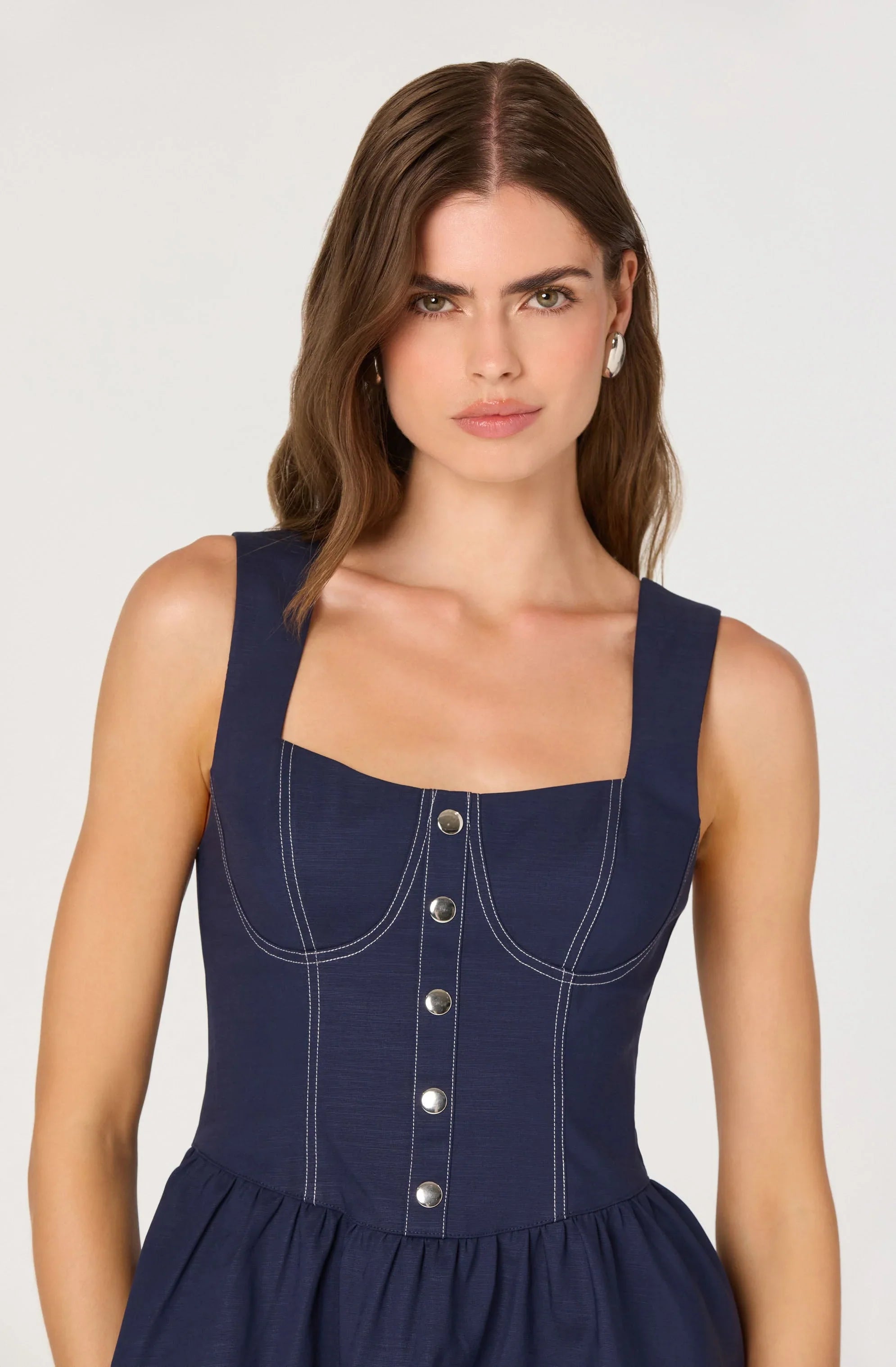 Lbruh Tiered Stitch Detail Mini Dress