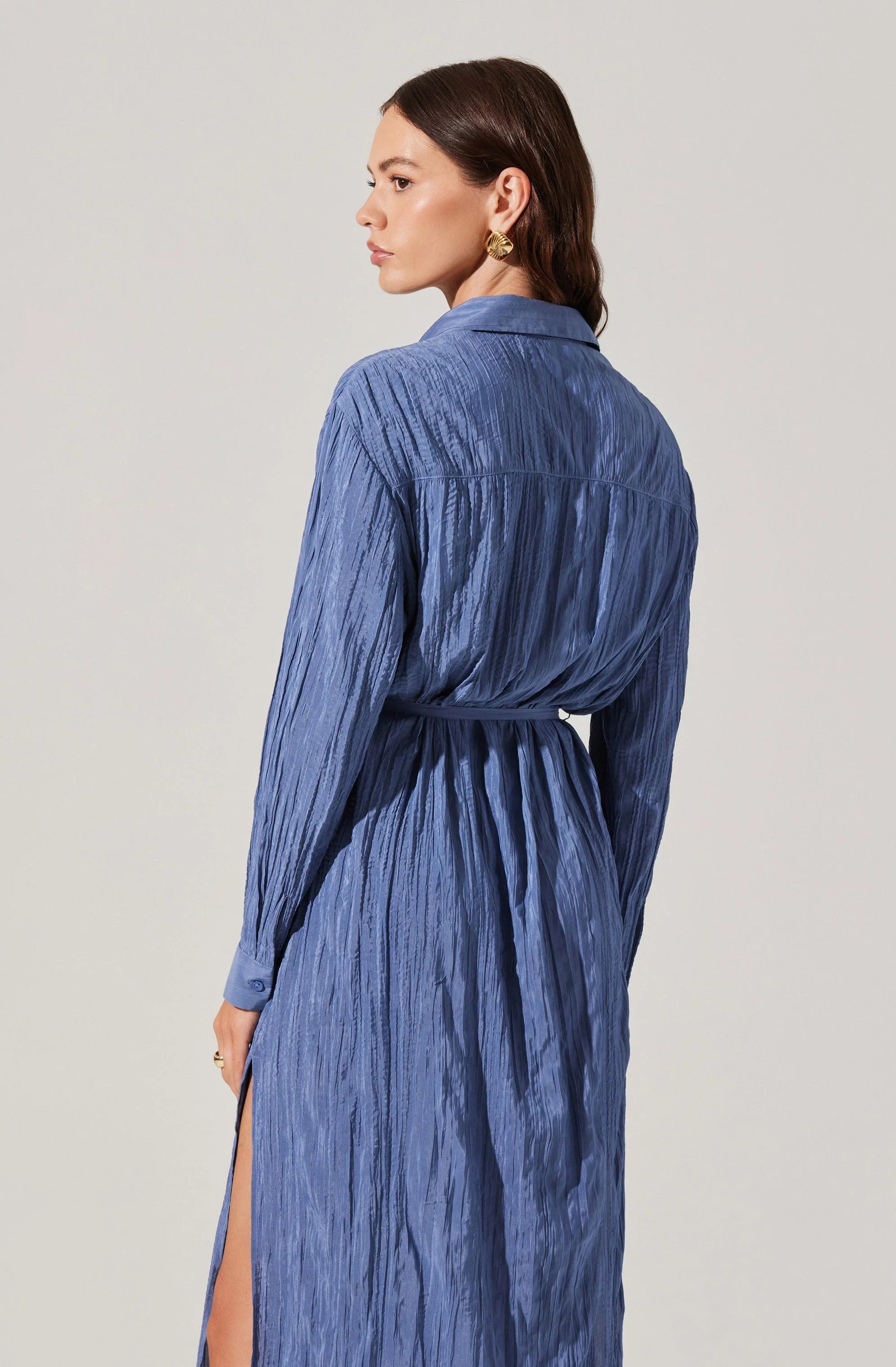 Lbruh Belted Long Sleeve Shirt Dress