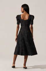 Lbruh Mosella Jacquard Puff Sleeve Midi Dress