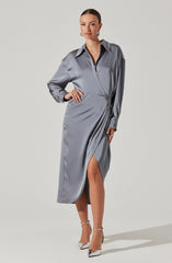 Lbruh Ira Satin Wrap Shirt Dress