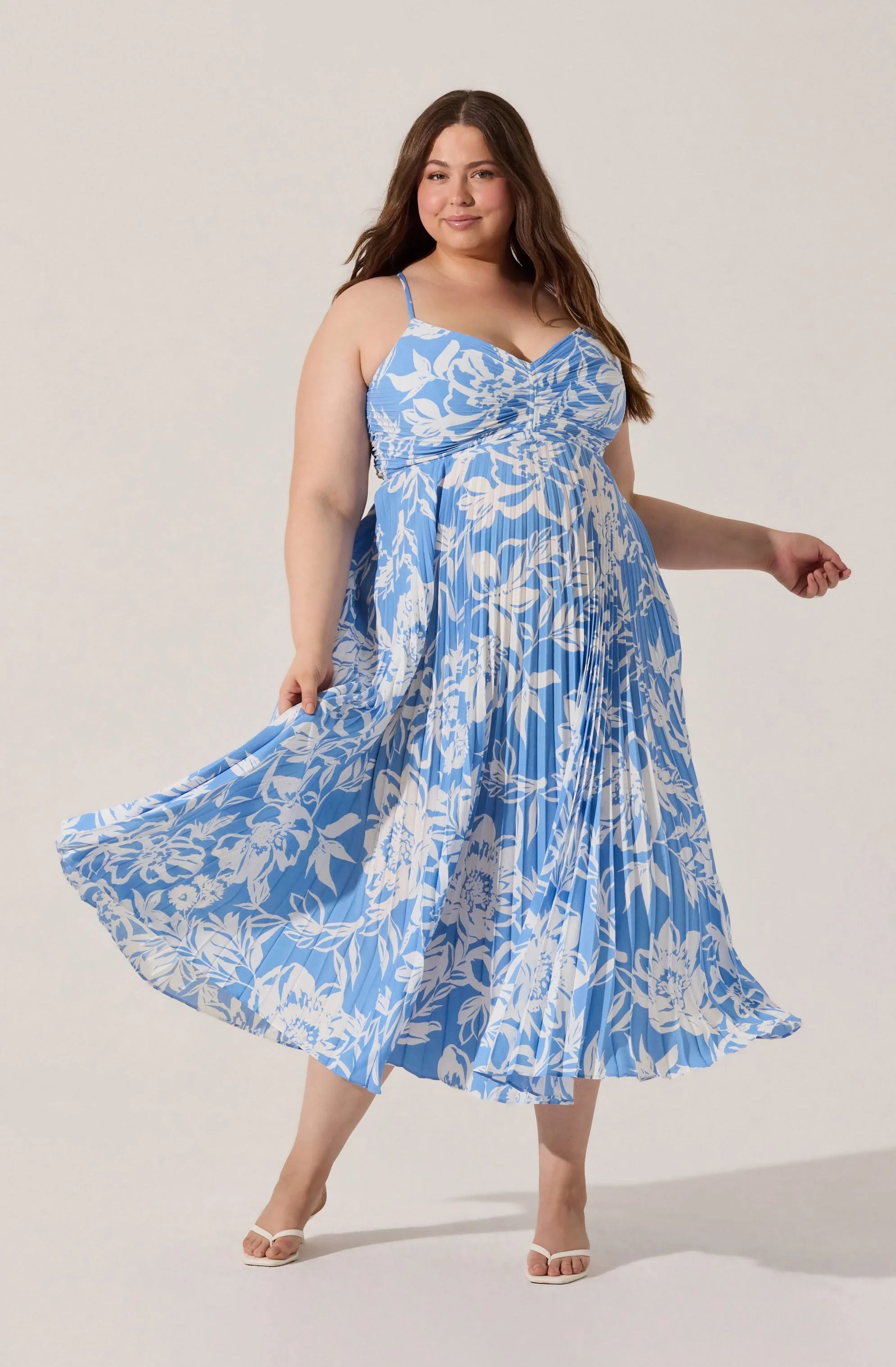 Inixyf Blythe Floral Plisse Midi Dress