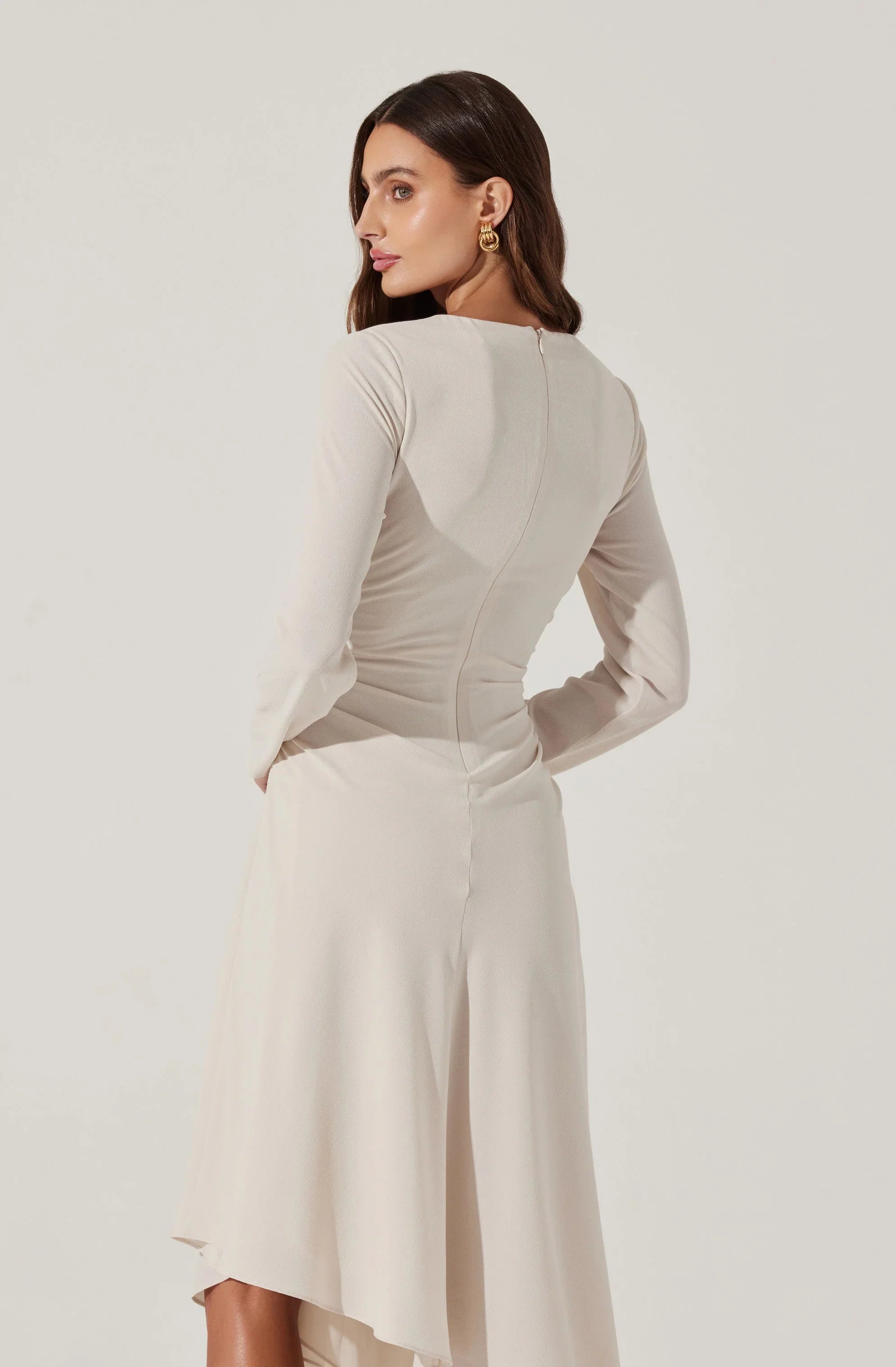 Lbruh Long Sleeve Asymmetrical Hem Dress
